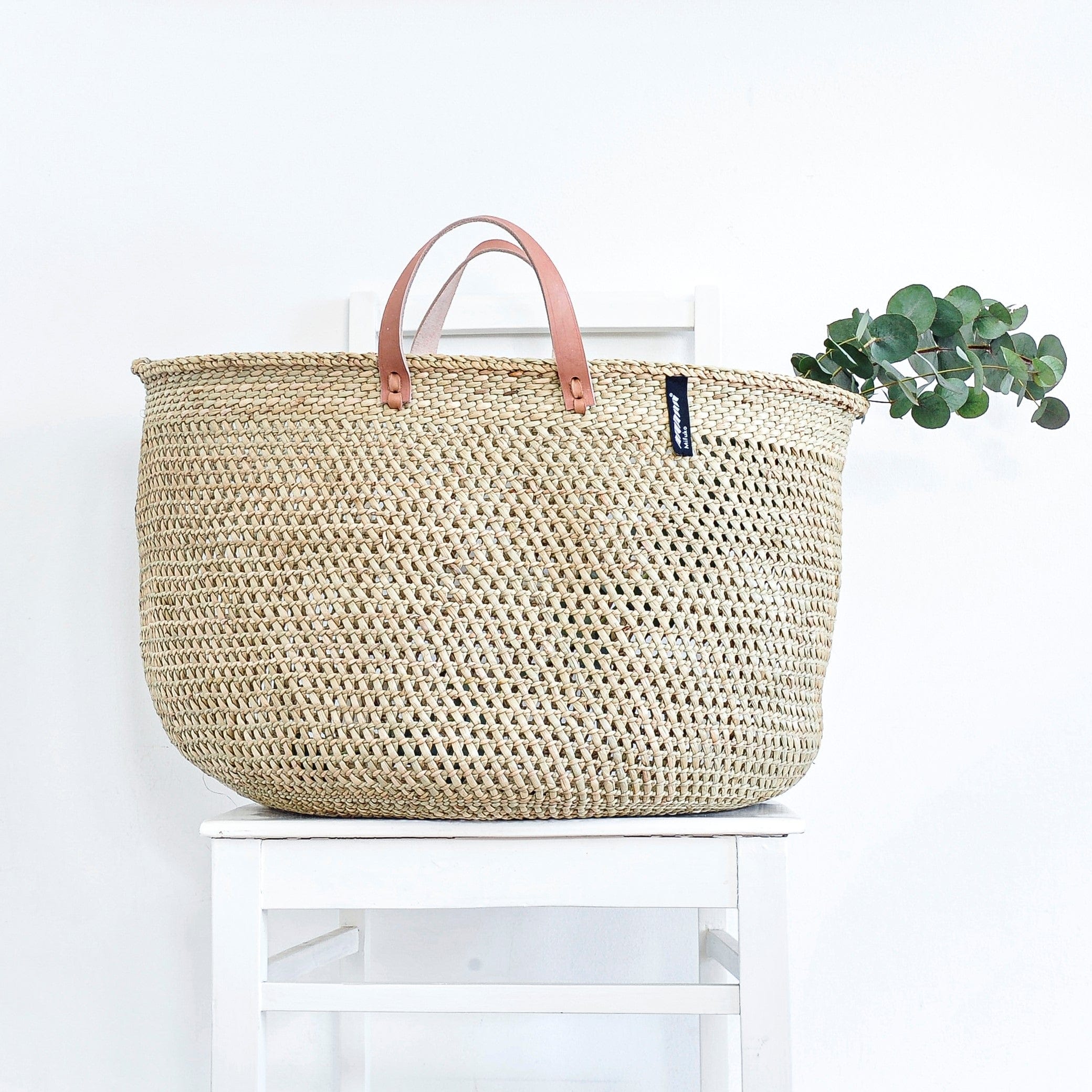Mifuko Milulu grass Large basket with handle XXL Iringa floor basket | Natural with handles XXL
