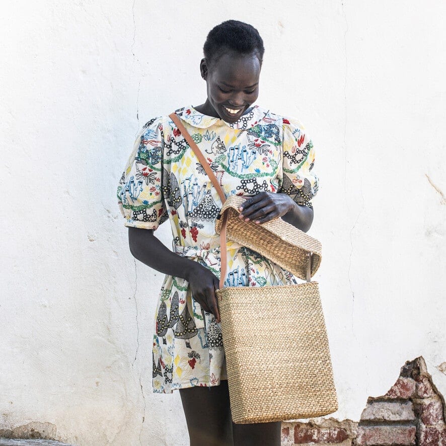 Mifuko Milulu grass Shopper basket S Iringa basket with lid | Natural S