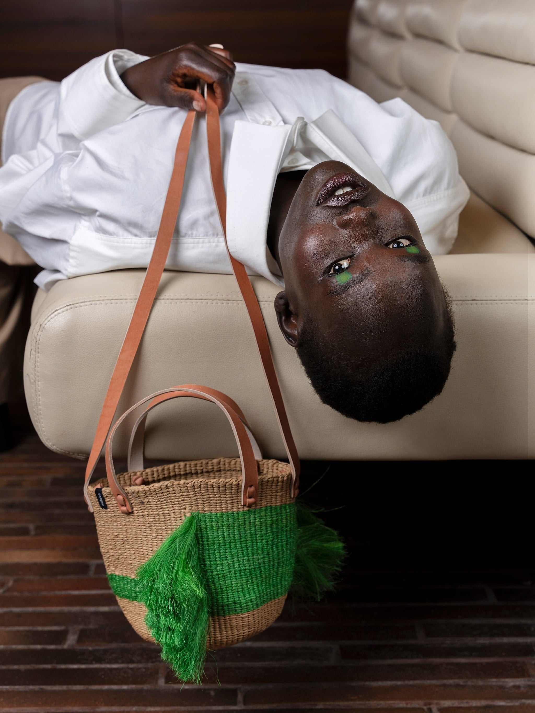Mifuko Paper and banana fiber Shopper basket Majani shopper basket | Ervin Latimer design green XS fair trade handmade