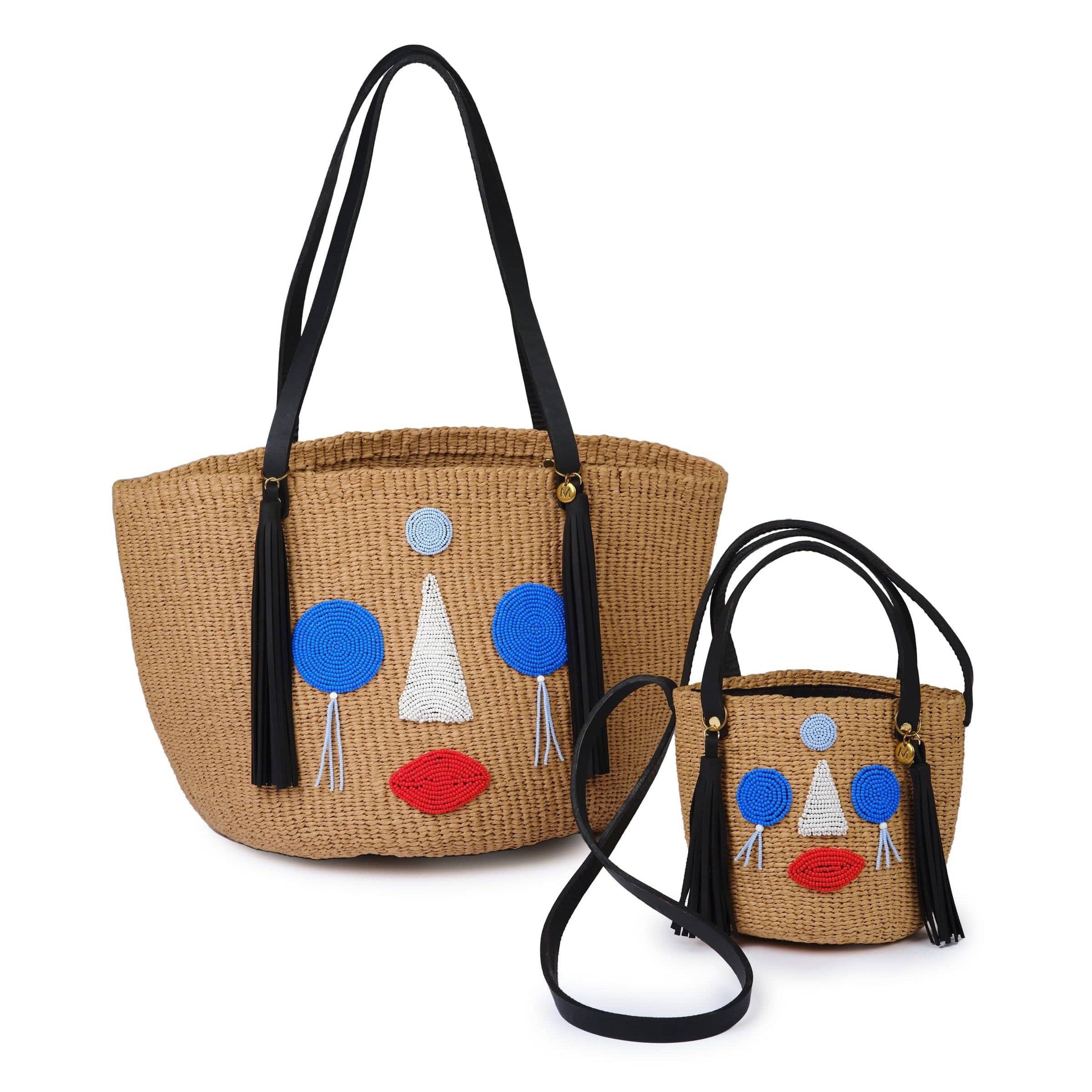 Mifuko Paper and Glass beads Shopper basket Kiondo Shopper basket | Anyango design multicolour M high fashion fair trade handmade