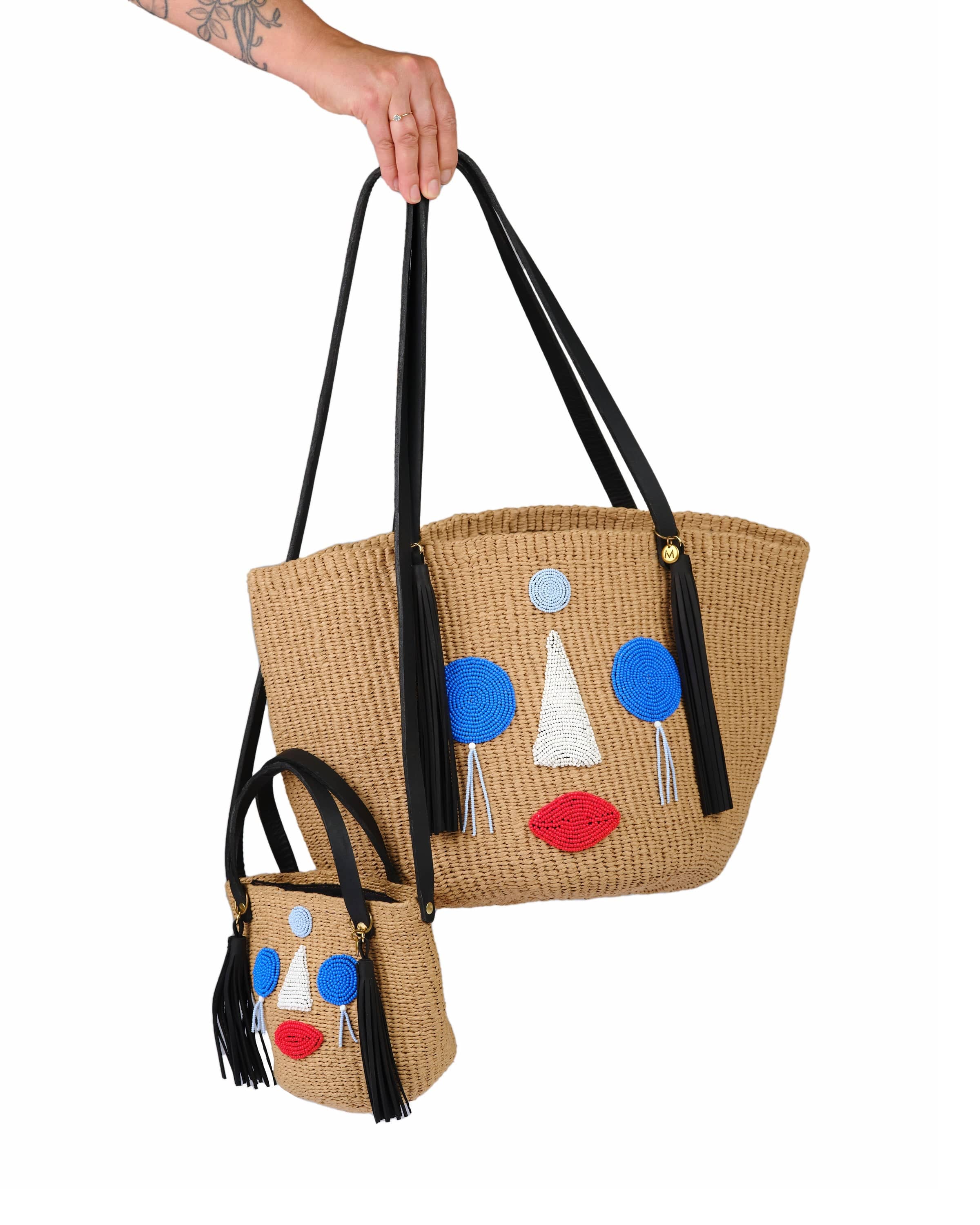 Mifuko Paper and Glass beads Shopper basket Kiondo Shopper basket | Anyango design multicolor XS