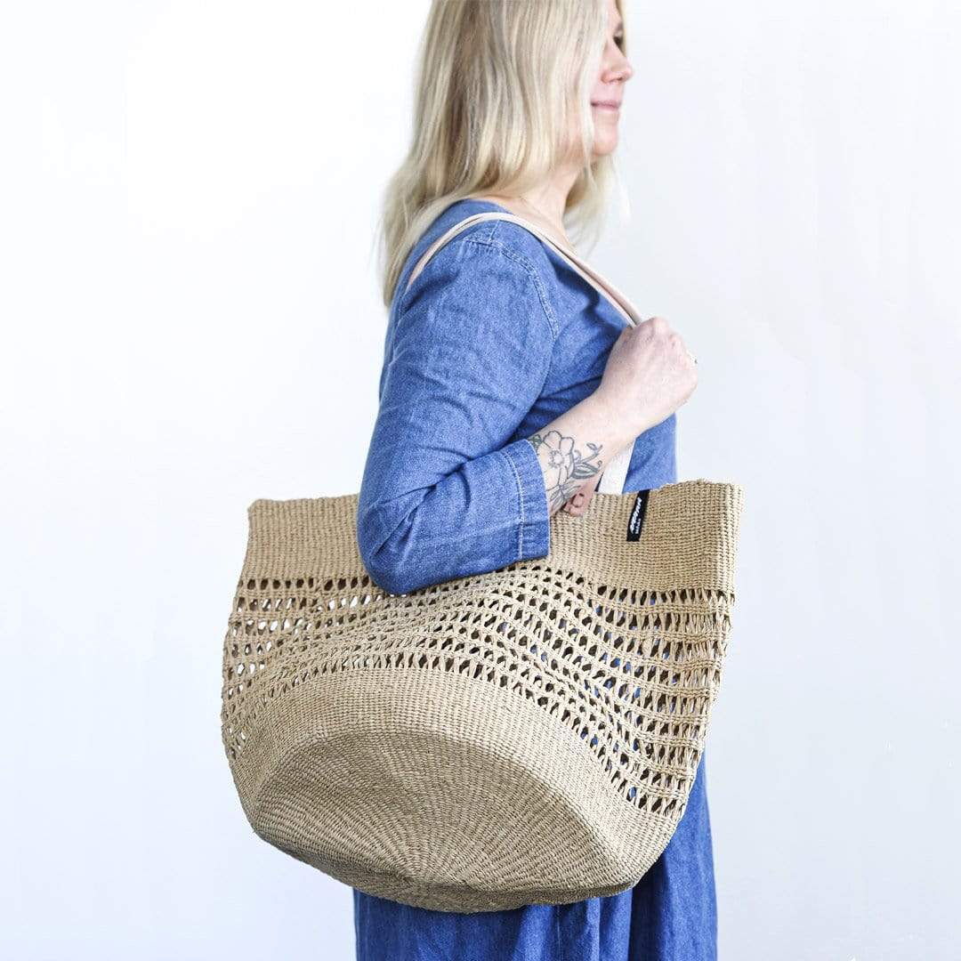 Mifuko Paper Shopper basket L Kiondo shopper basket | Brown open weave L