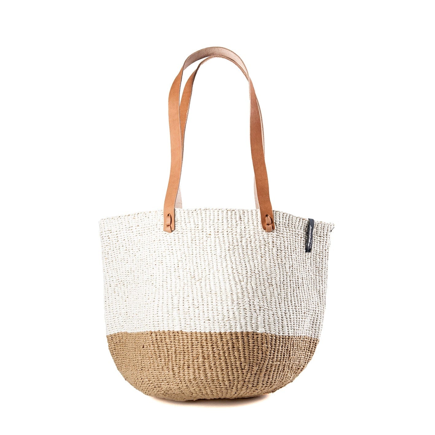Mifuko Paper Shopper basket M Kiondo shopper basket | White and brown duo M