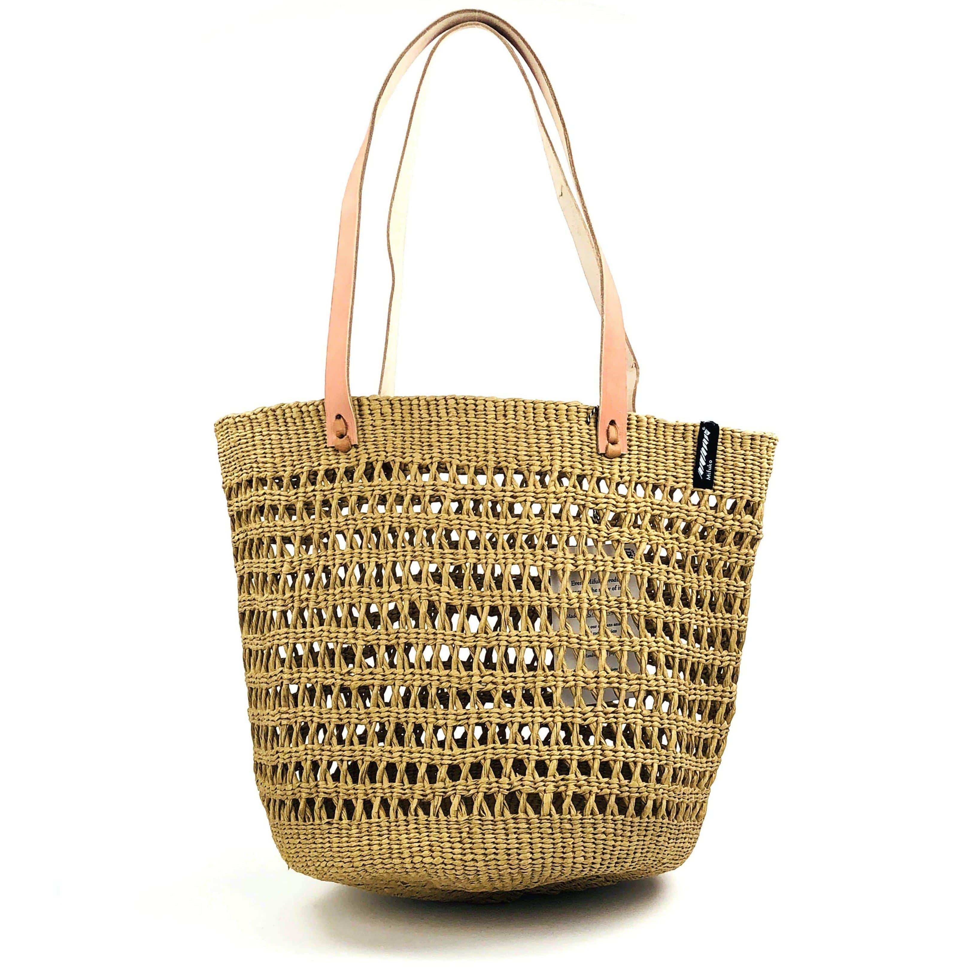 Mifuko Paper Shopper basket M Kiondo shopper basket | Brown open weave M