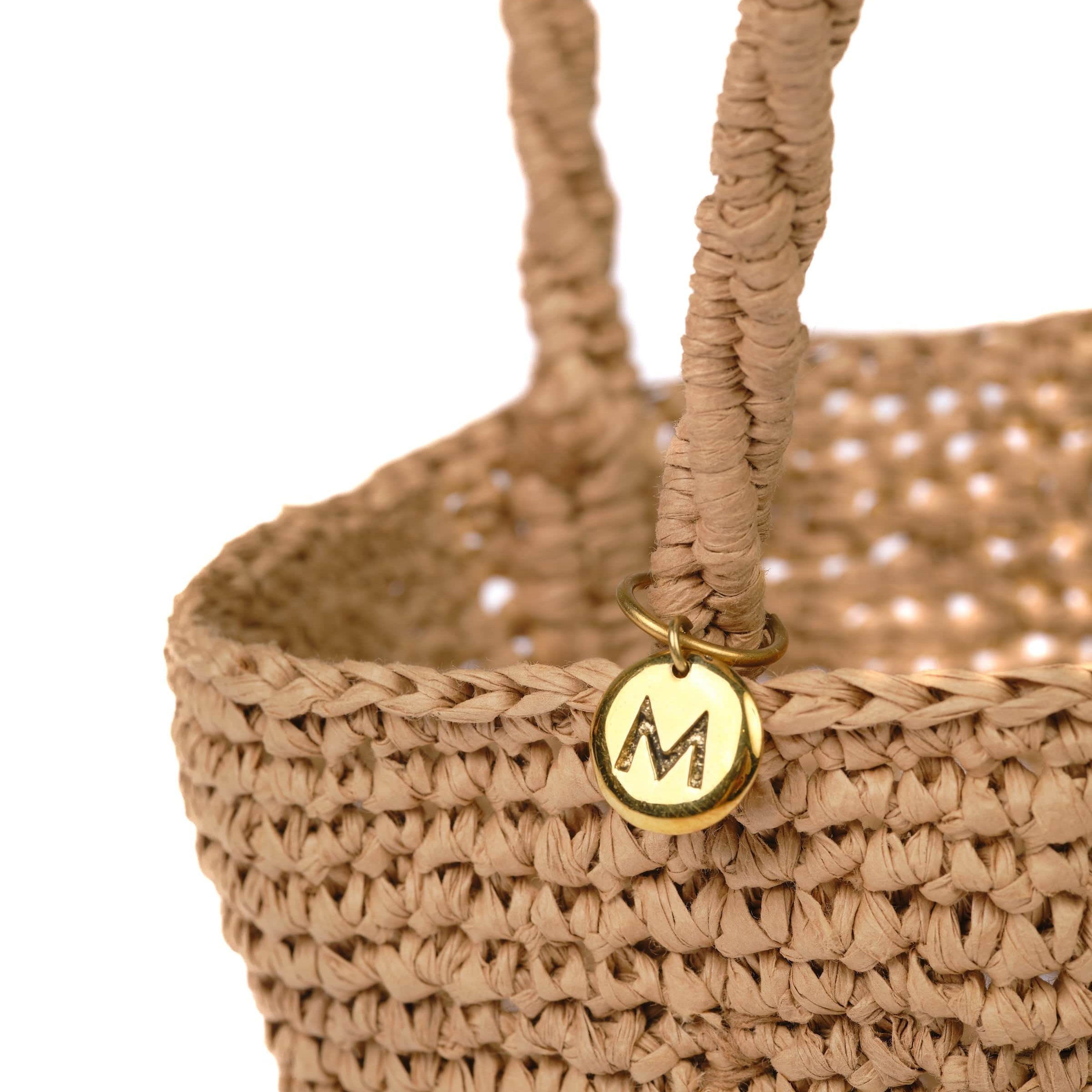 Mifuko Paper Shopper basket Kiondo shopper basket | Crocheted brown XXS handmade fair trade