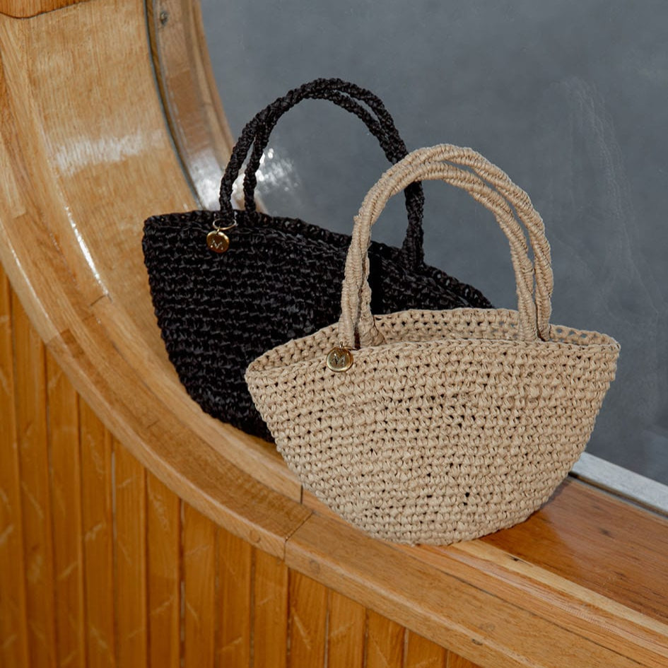 Mifuko Paper Shopper basket Kiondo shopper basket | Crocheted brown XXS handmade fair trade