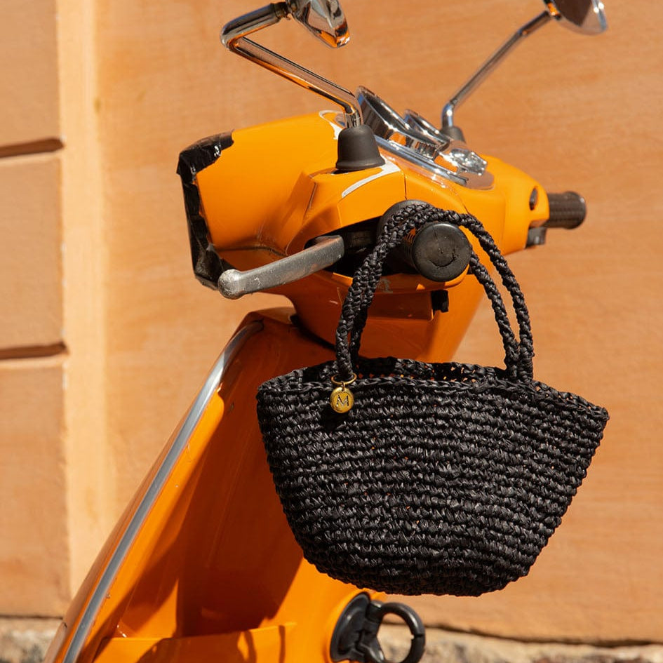 Mifuko Paper Shopper basket Kiondo shopper basket | Crocheted black XXS  handmade fair trade