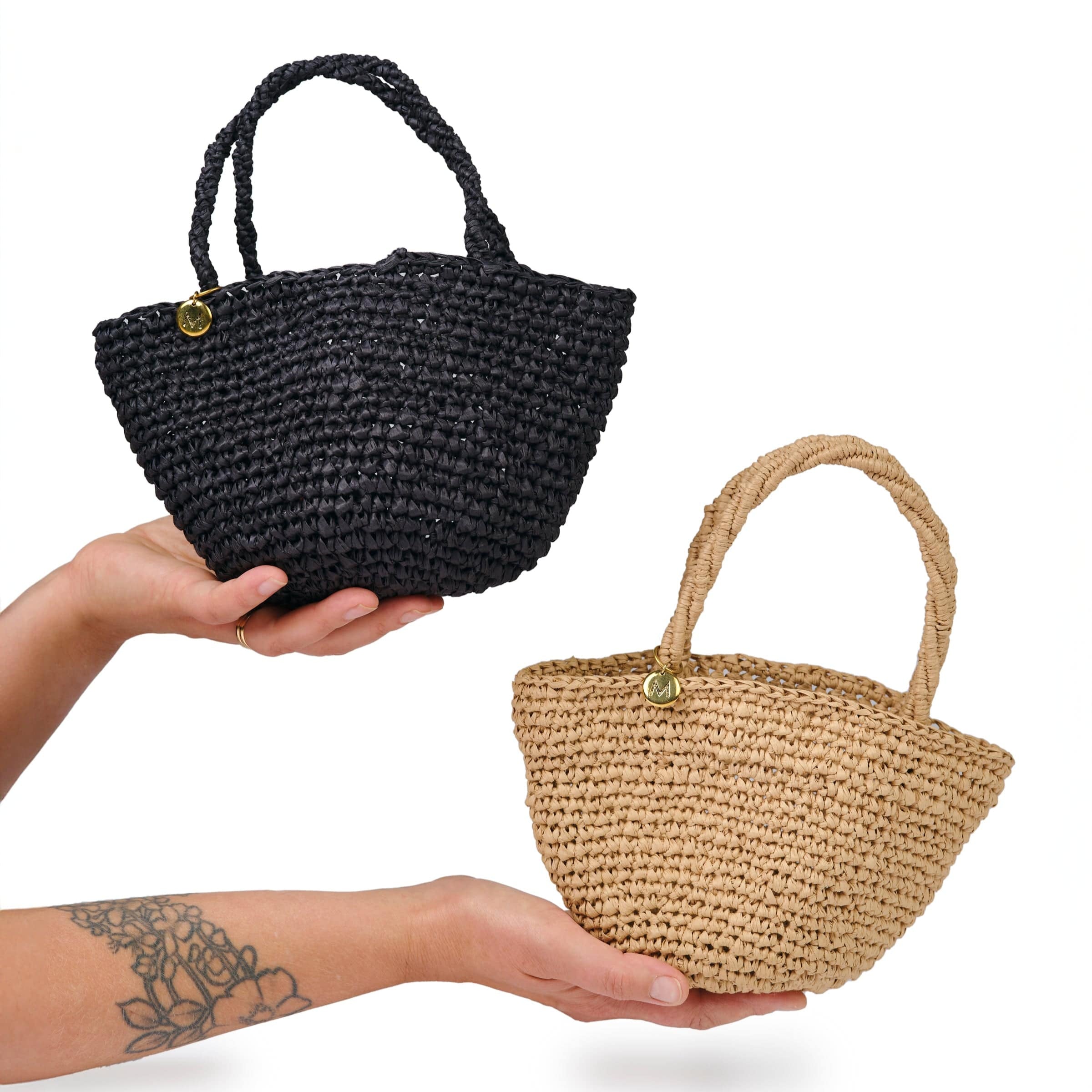 Mifuko Paper Shopper basket Kiondo shopper basket | Crocheted black XXS  handmade fair trade