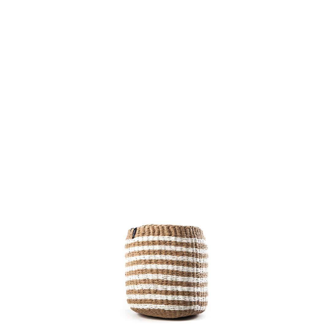 Mifuko Paper Small basket XS Kiondo basket | Thin brown stripes XS