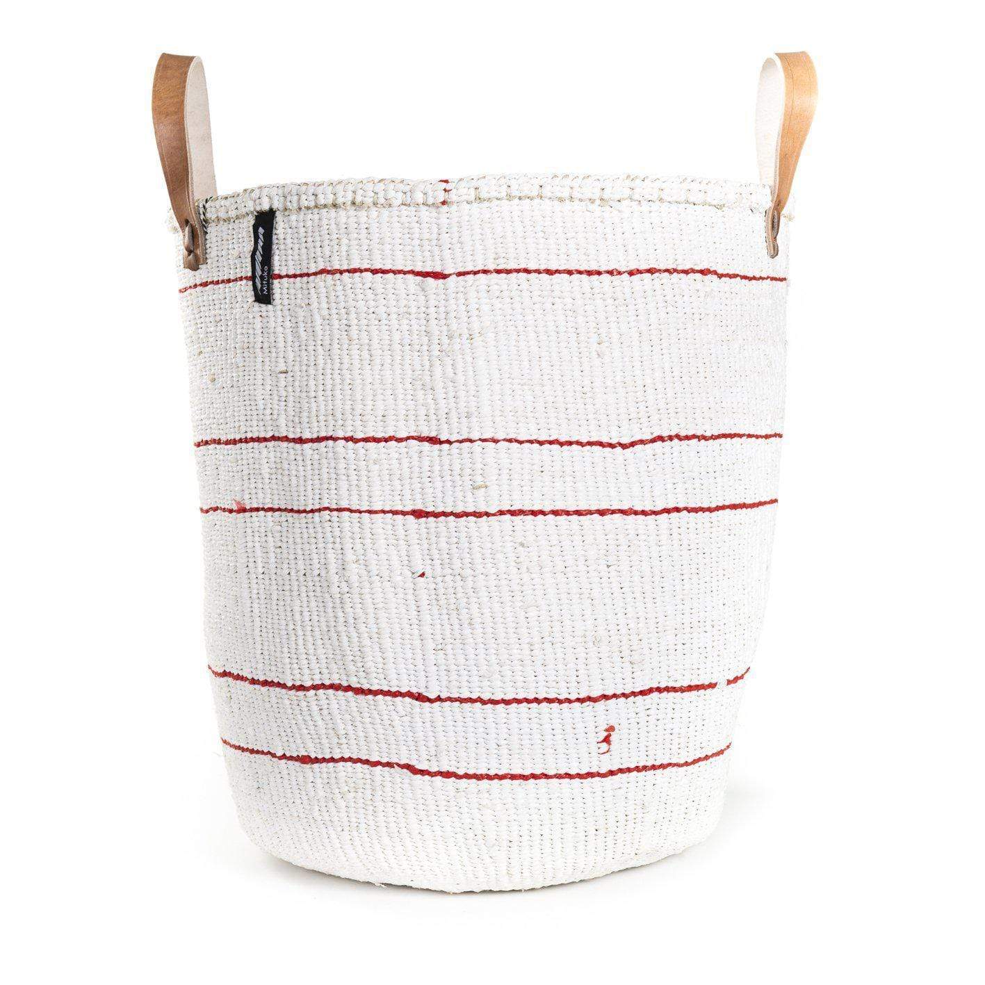 Mifuko Partly recycled plastic and sisal Market basket L Kiondo market basket | 5 red stripes L