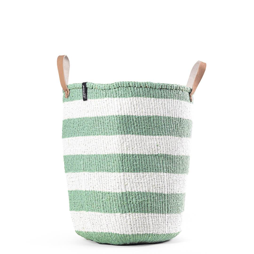 Mifuko Partly recycled plastic and sisal Market basket L Kiondo market basket | Light green stripes L