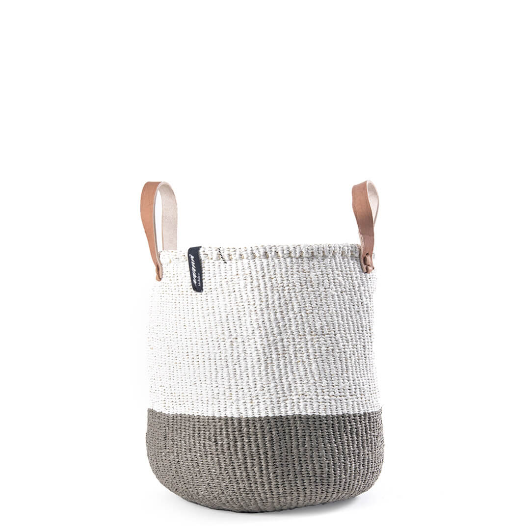 Mifuko Partly recycled plastic and sisal Market basket M Kiondo market basket | White and warm grey duo M