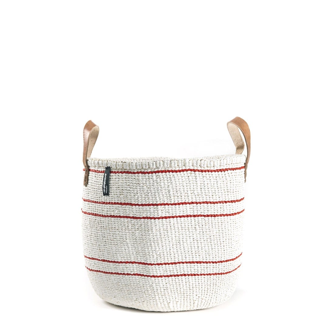 Mifuko Partly recycled plastic and sisal Market basket M Kiondo market basket | 5 red stripes M