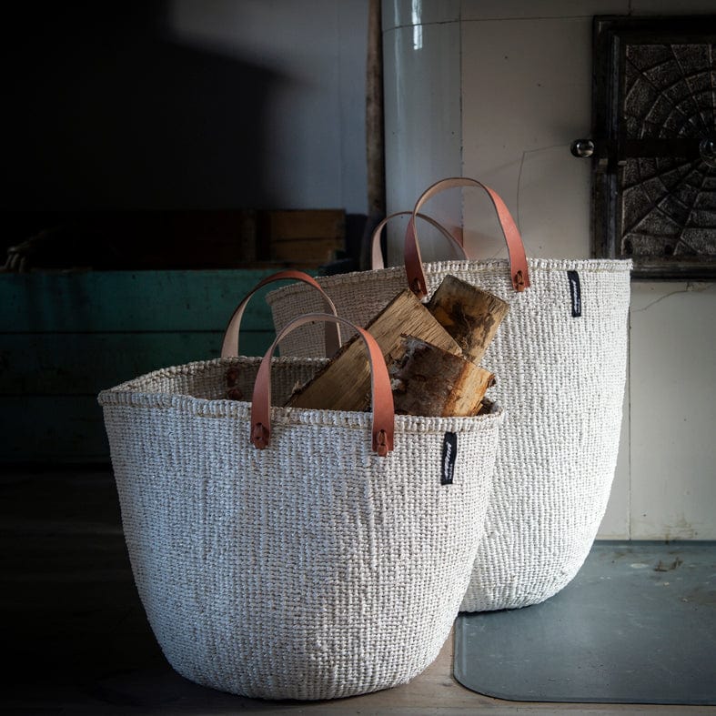 Mifuko Partly recycled plastic and sisal Market basket M Kiondo market basket | White M