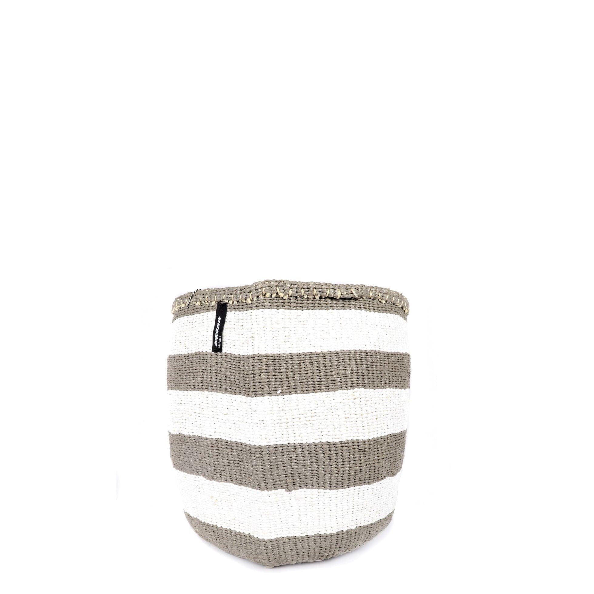 Mifuko Partly recycled plastic and sisal Medium size basket M Kiondo basket | Warm grey stripes M