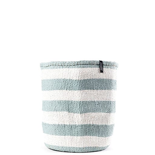 Mifuko Partly recycled plastic and sisal Medium size basket L Kiondo basket | Light blue stripes L