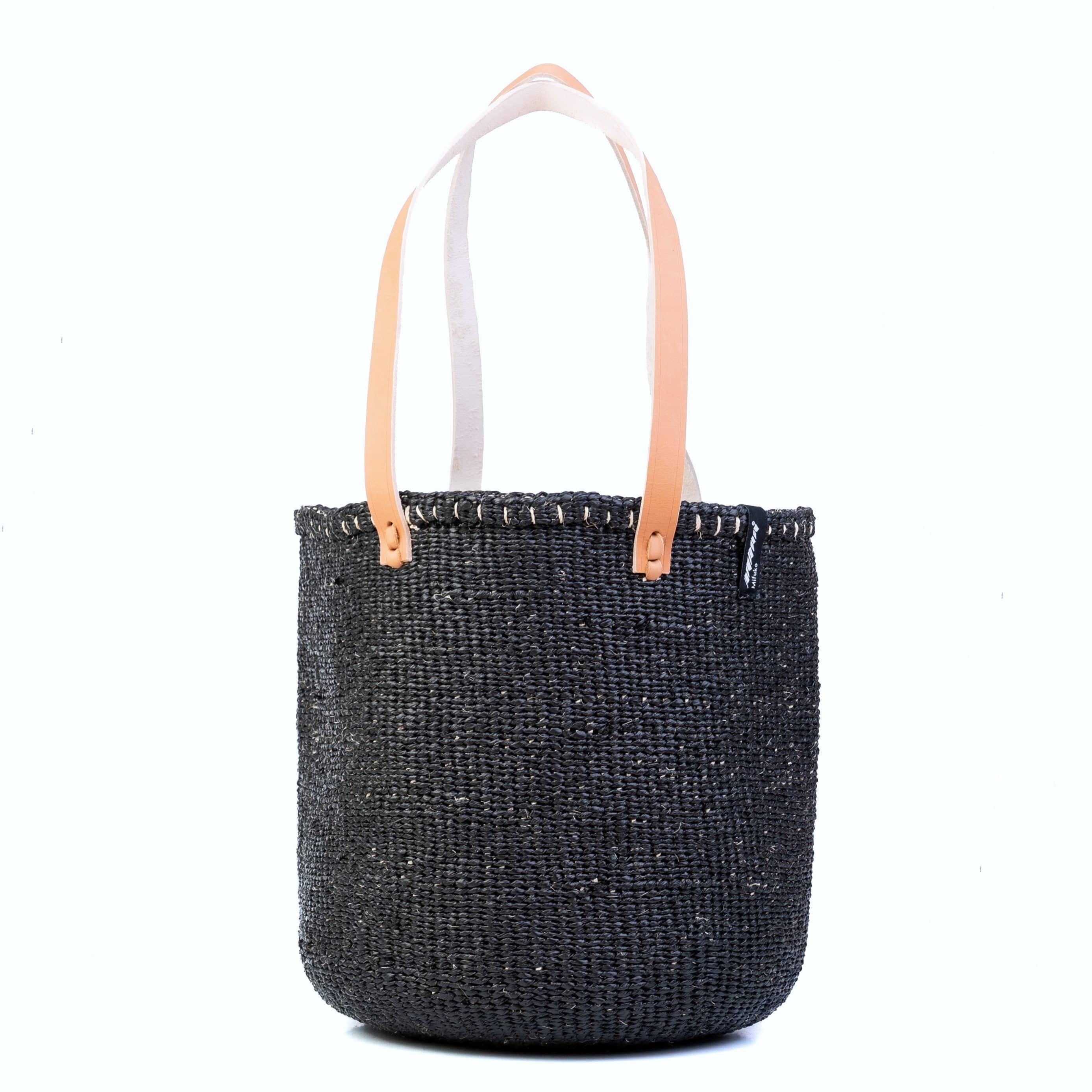 Mifuko Partly recycled plastic and sisal Shopper basket M Kiondo shopper basket | Black M