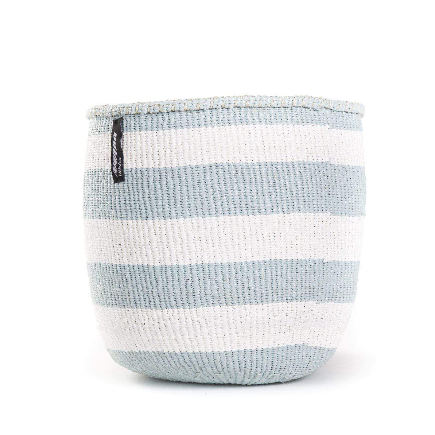 Mifuko Partly recycled plastic and sisal Small basket S Kiondo basket | Light blue stripes S