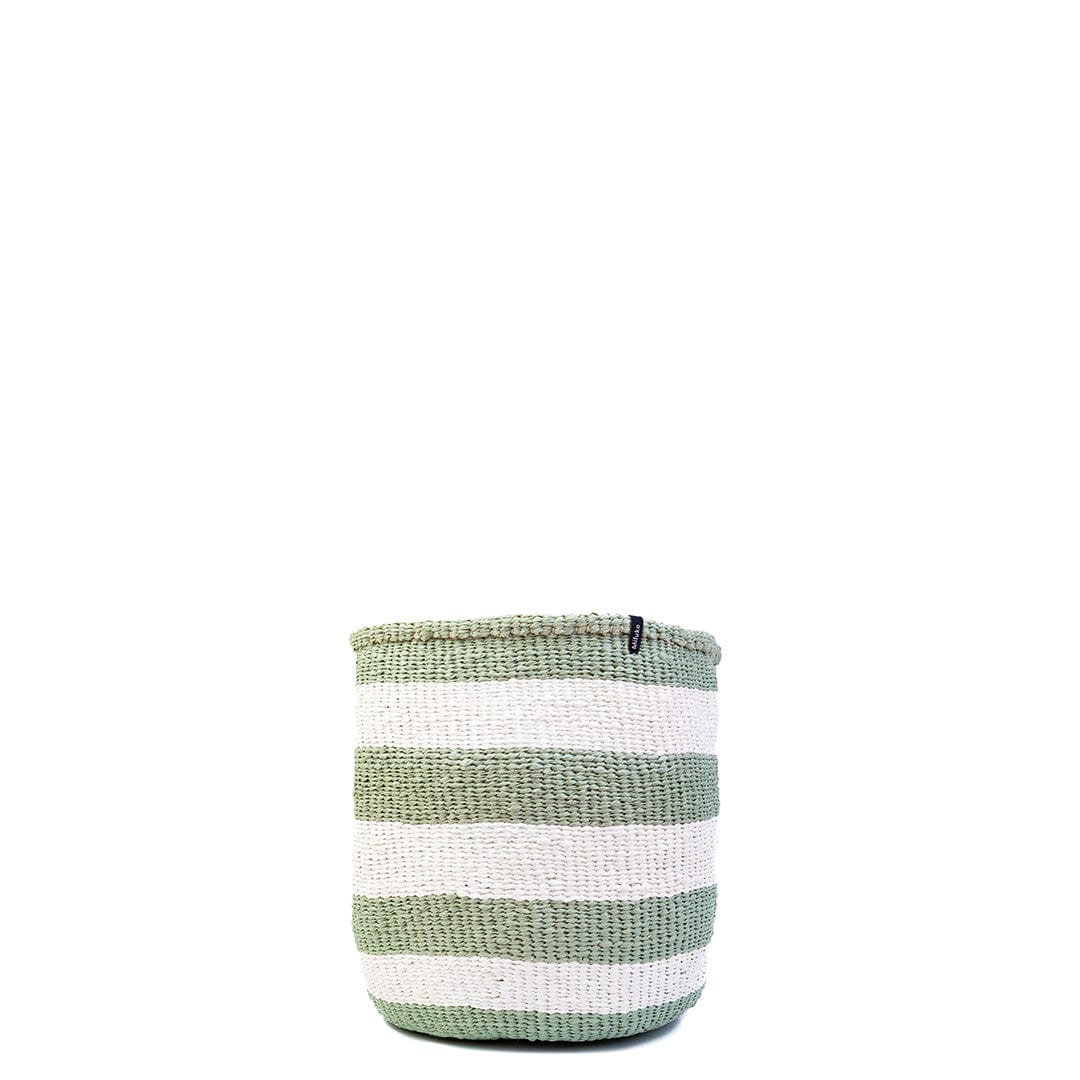 Mifuko Partly recycled plastic and sisal Small basket S Kiondo basket | Light green stripes S