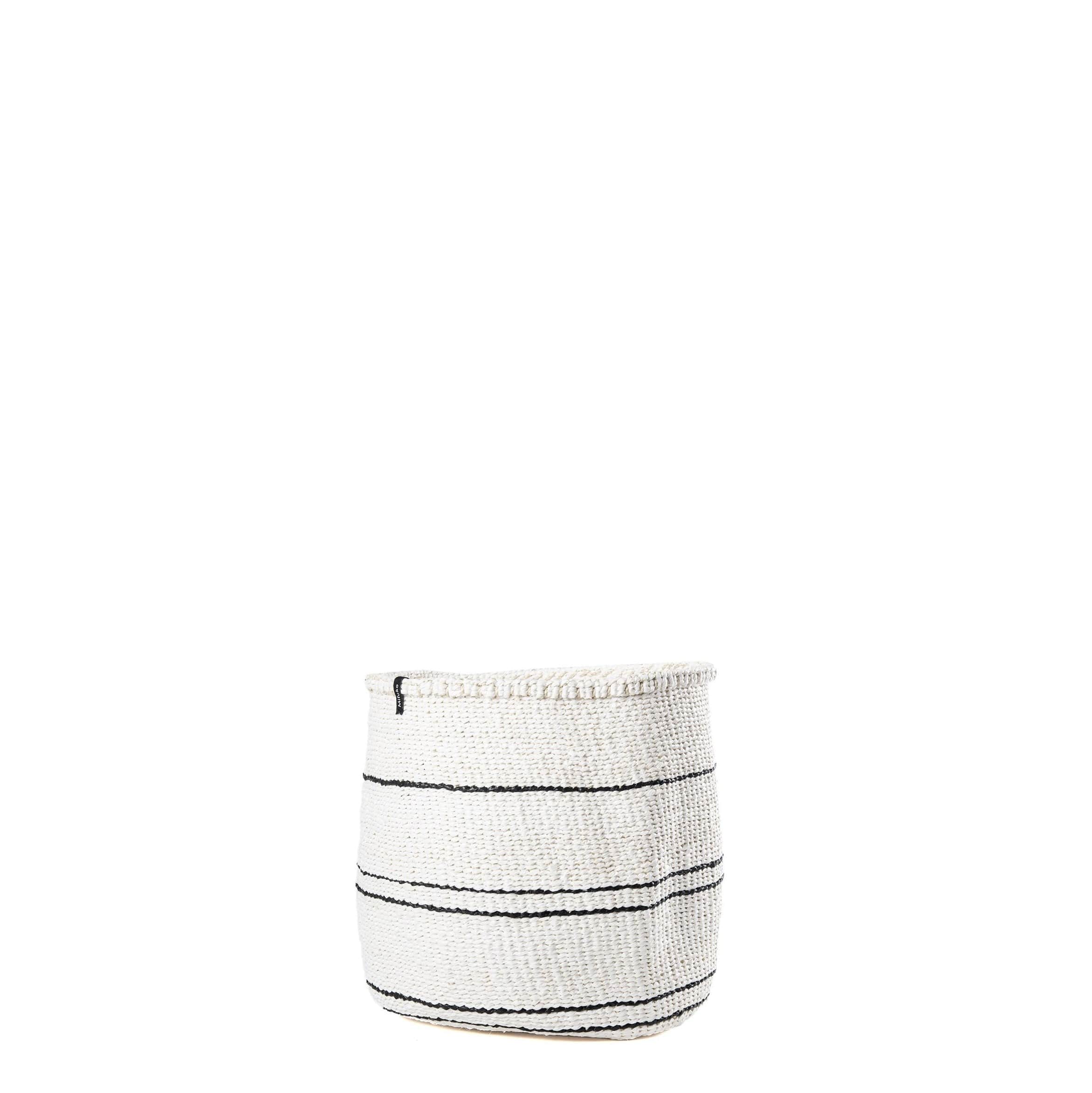 Mifuko Partly recycled plastic and sisal Small basket S Kiondo basket | 5 black stripes S