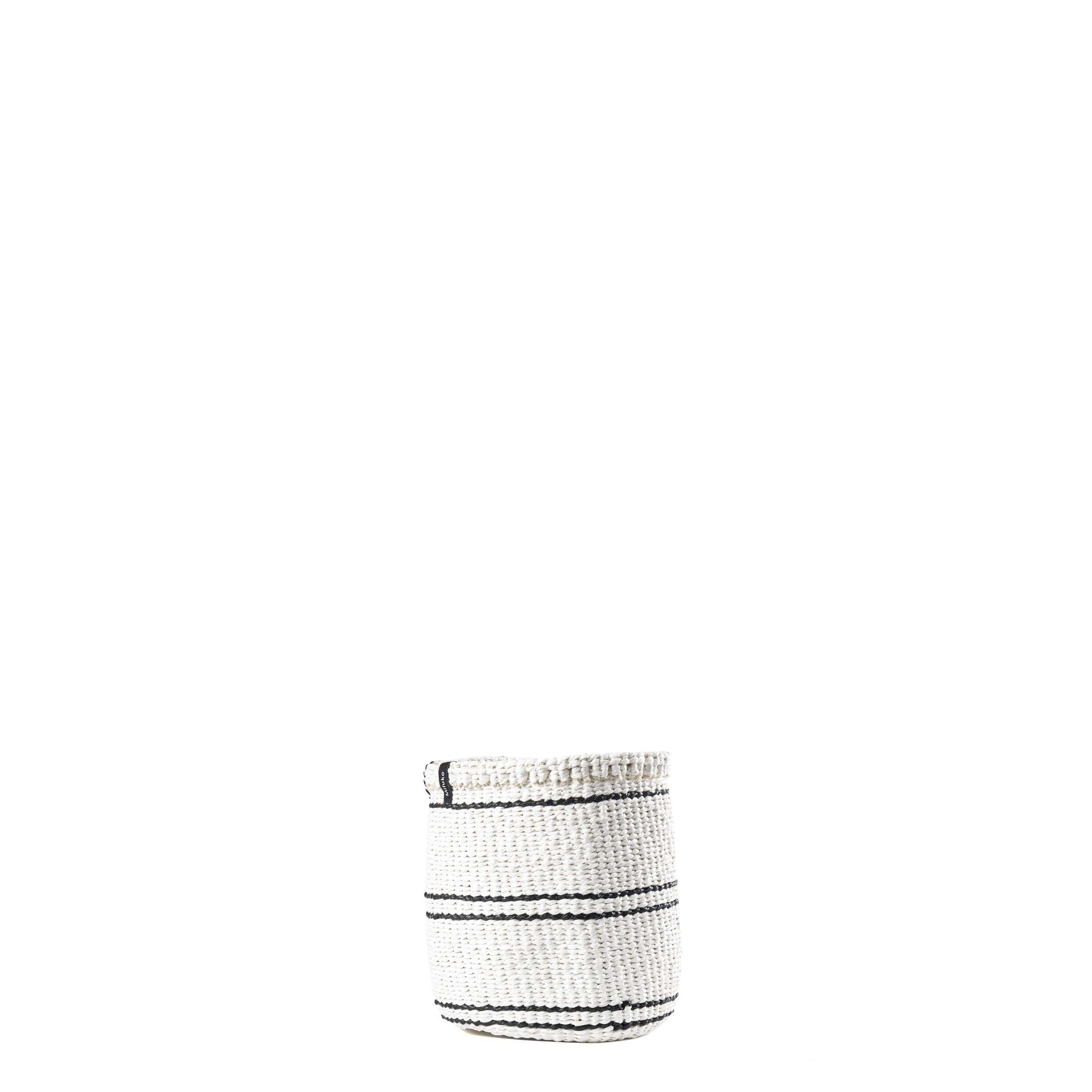 Mifuko Partly recycled plastic and sisal Small basket XS Kiondo basket | 5 black stripes XS