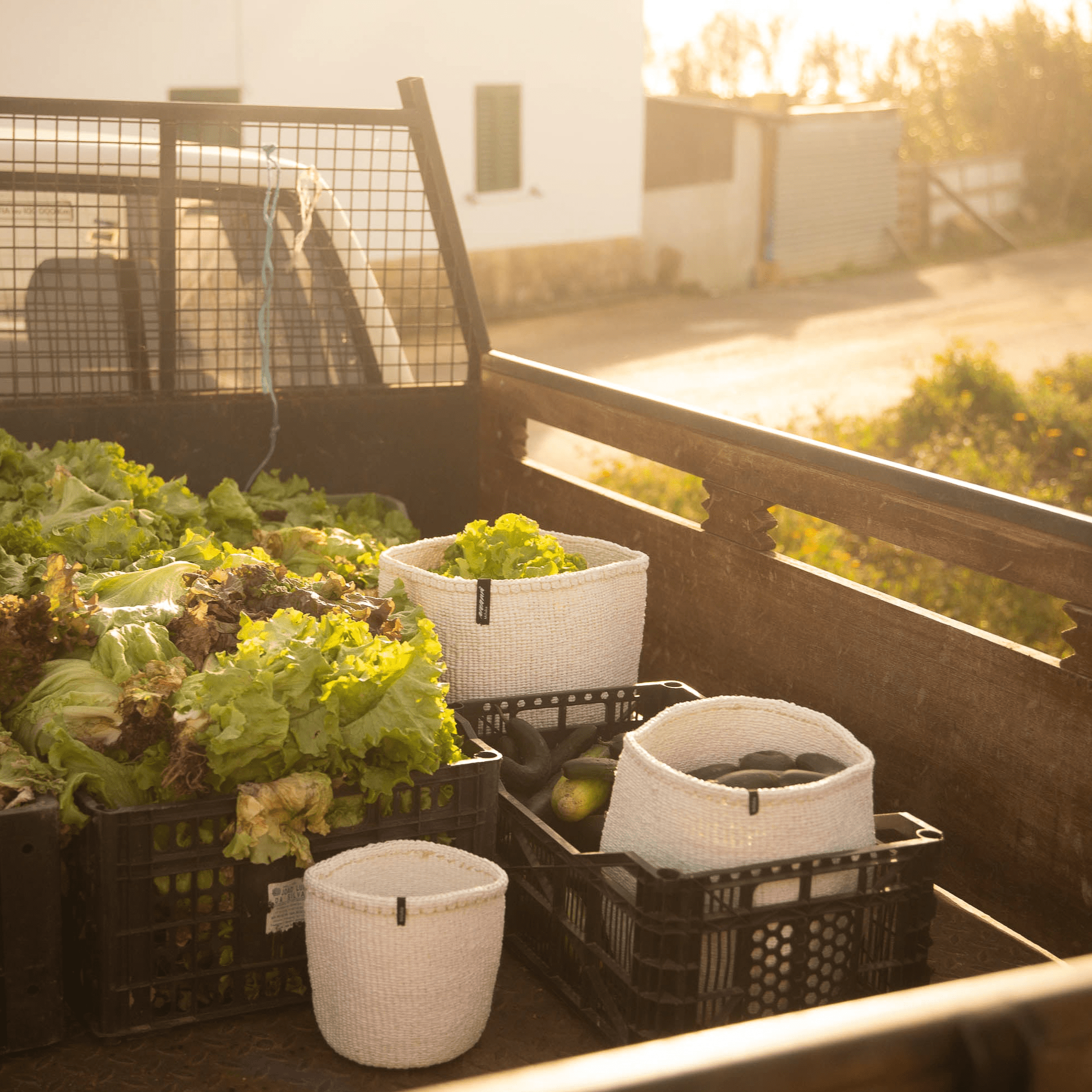 Mifuko Partly recycled plastic and sisal Small basket S Kiondo basket | White S