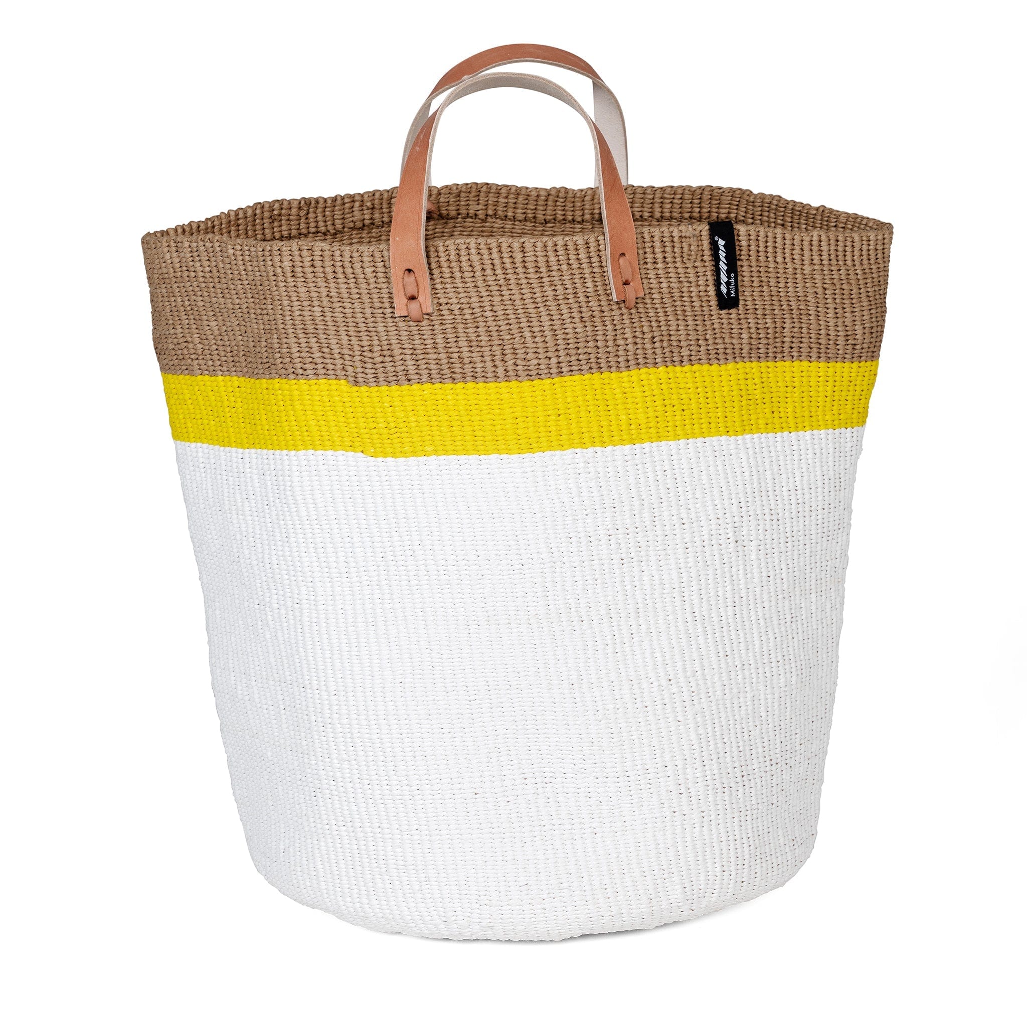 Mifuko Plastic and paper Market basket Kiondo Market basket | Top stripe yellow L