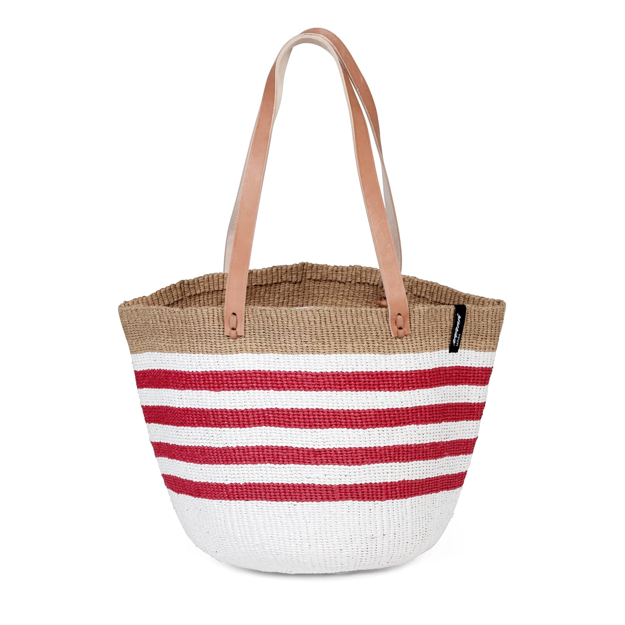 Mifuko Plastic and paper Shopper basket Kiondo shopper basket | Thin stripe red M