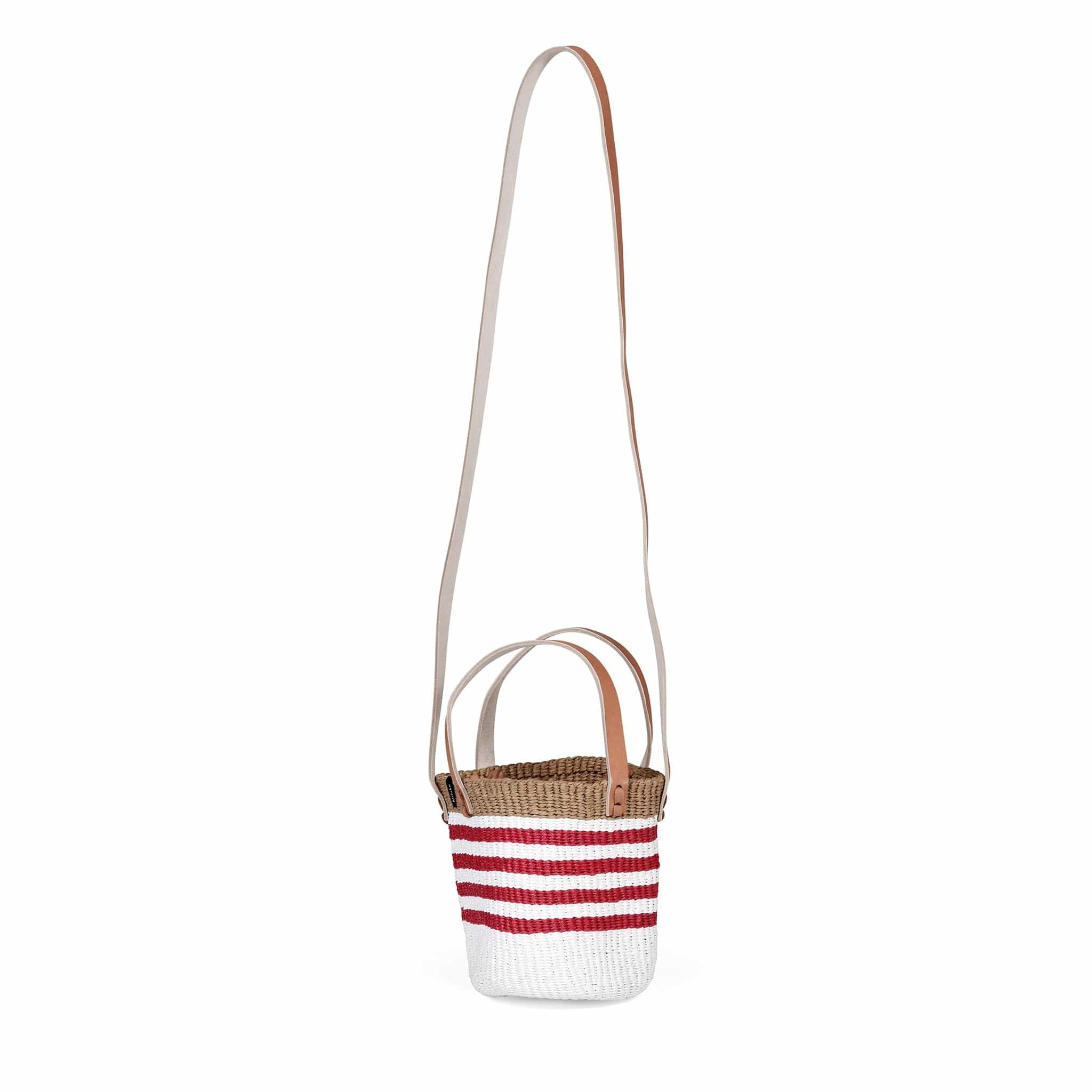 Mifuko Plastic and paper Shopper basket Kiondo shopper basket | Thin stripe red XS fair trade handmade