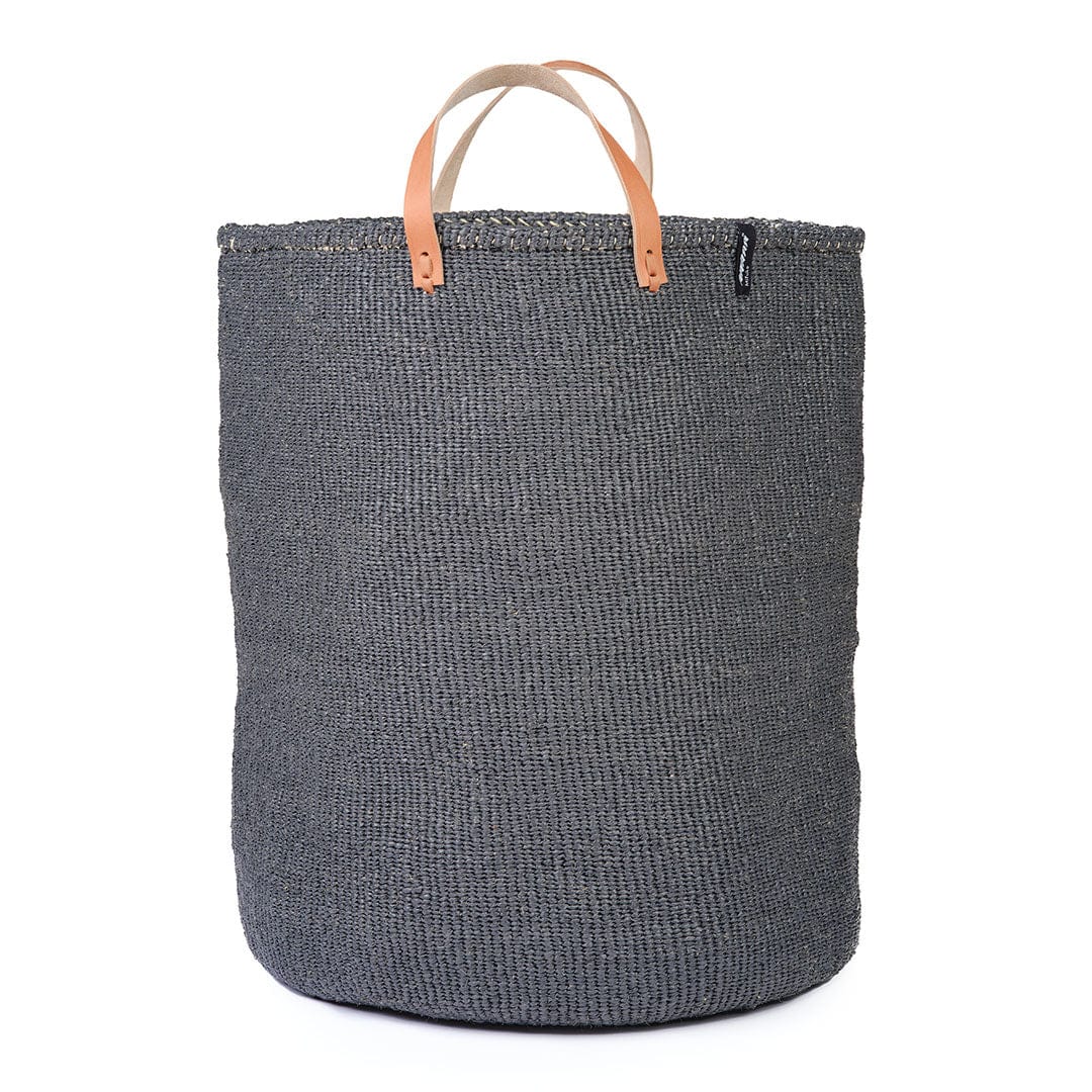 Mifuko Plastic and sisal Large basket with handle XL Kiondo floor basket | Grey with handles XL