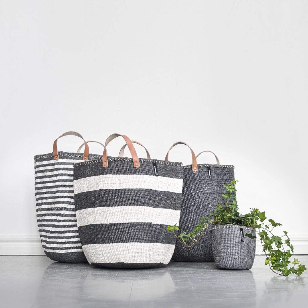 Mifuko Plastic and sisal Market basket L Kiondo market basket | Grey L