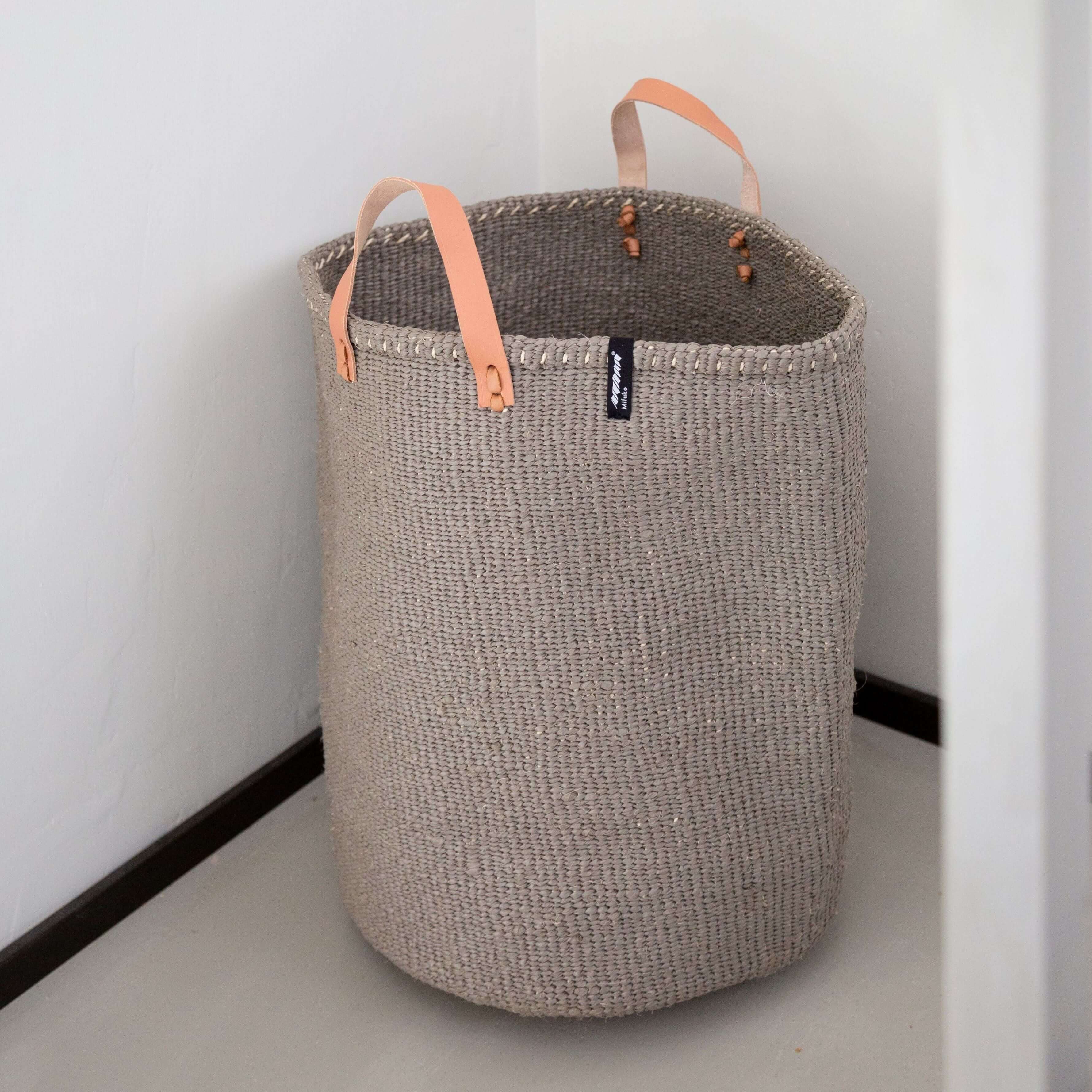 Mifuko Plastic and sisal Market basket L Kiondo market basket | Warm grey L
