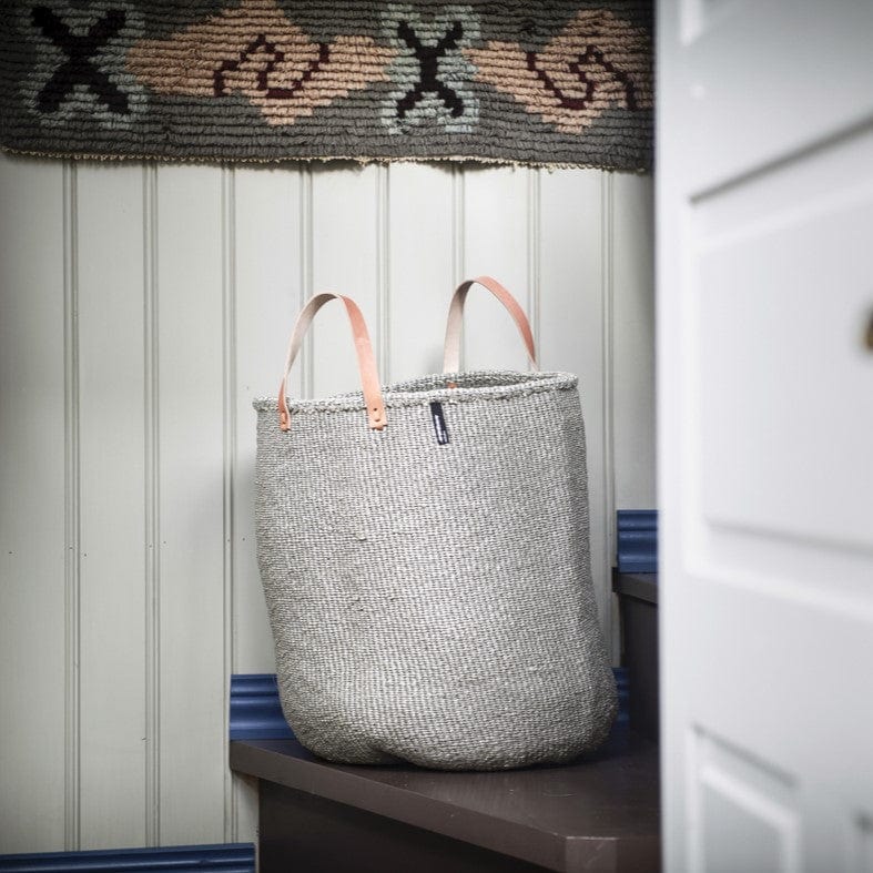 Mifuko Plastic and sisal Market basket L Kiondo market basket | Warm grey L