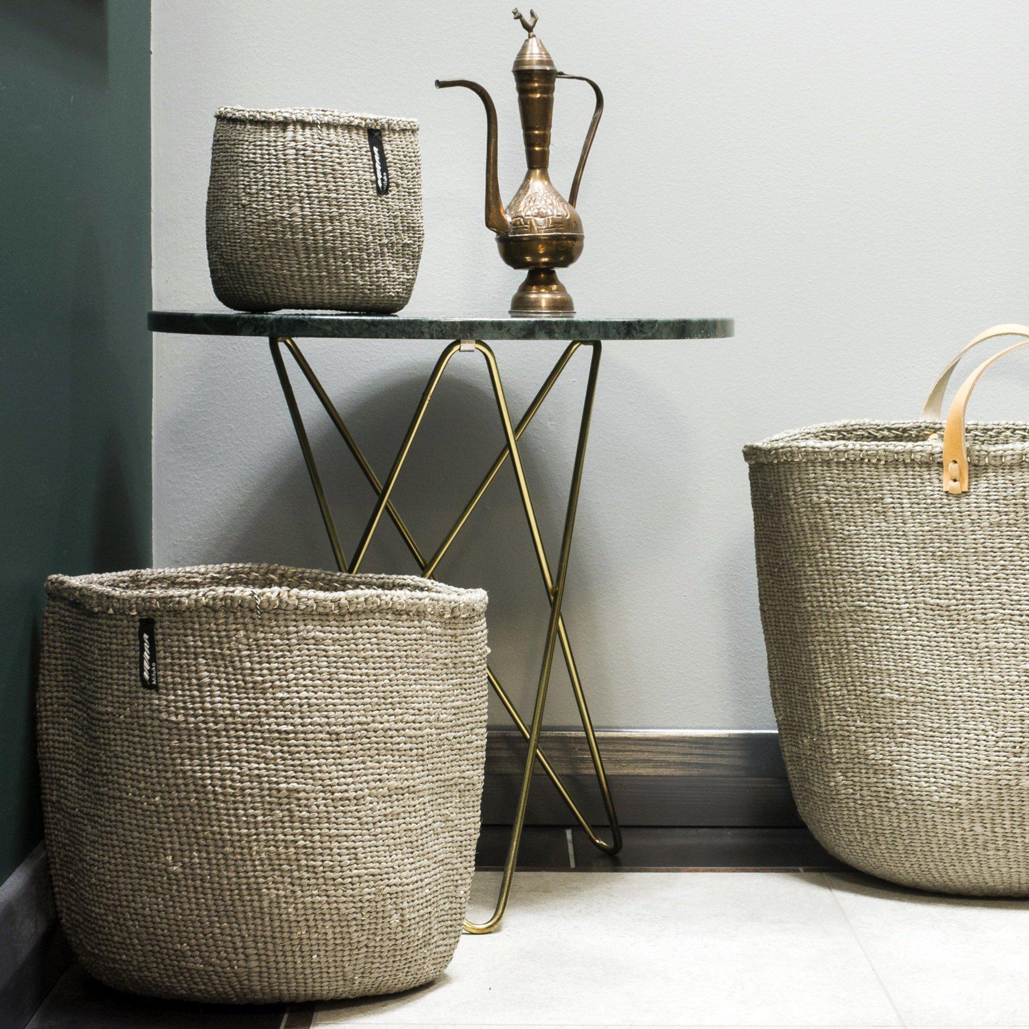 Mifuko Plastic and sisal Medium size basket L Kiondo basket | Warm grey L