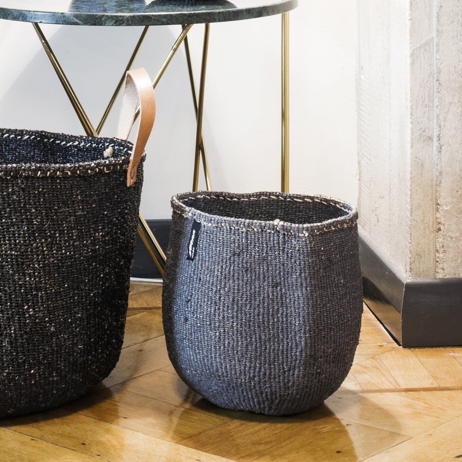 Mifuko Plastic and sisal Medium size basket M Kiondo basket | Grey M