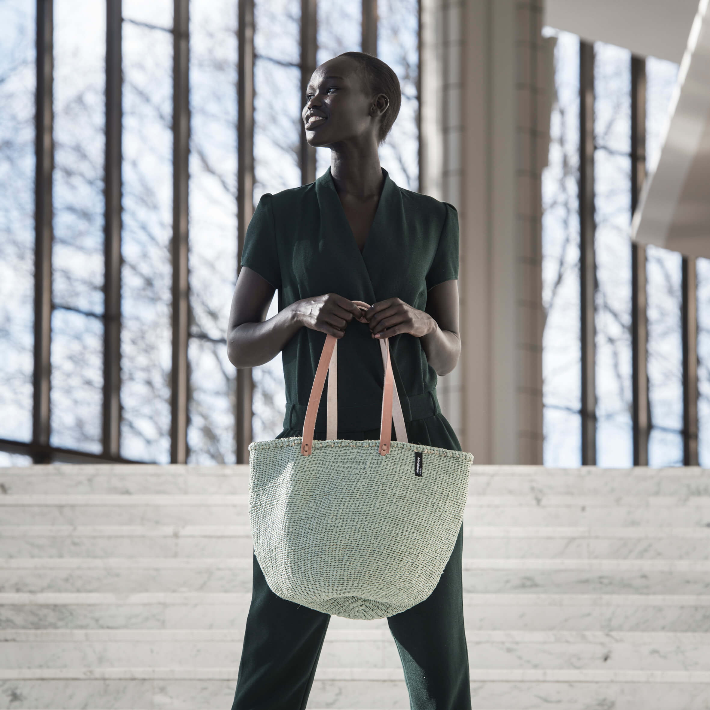 Mifuko Plastic and sisal Shopper basket M Kiondo shopper basket | Light green M