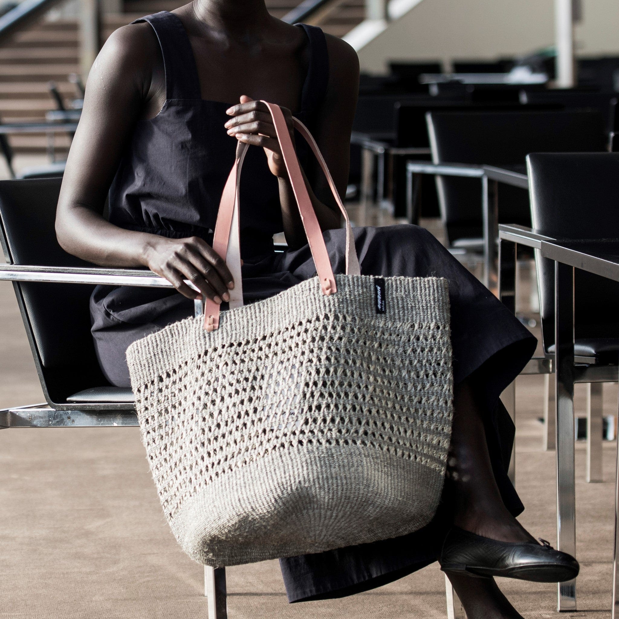 Mifuko Sisal Shopper basket L Kiondo shopper basket | Light grey open weave L