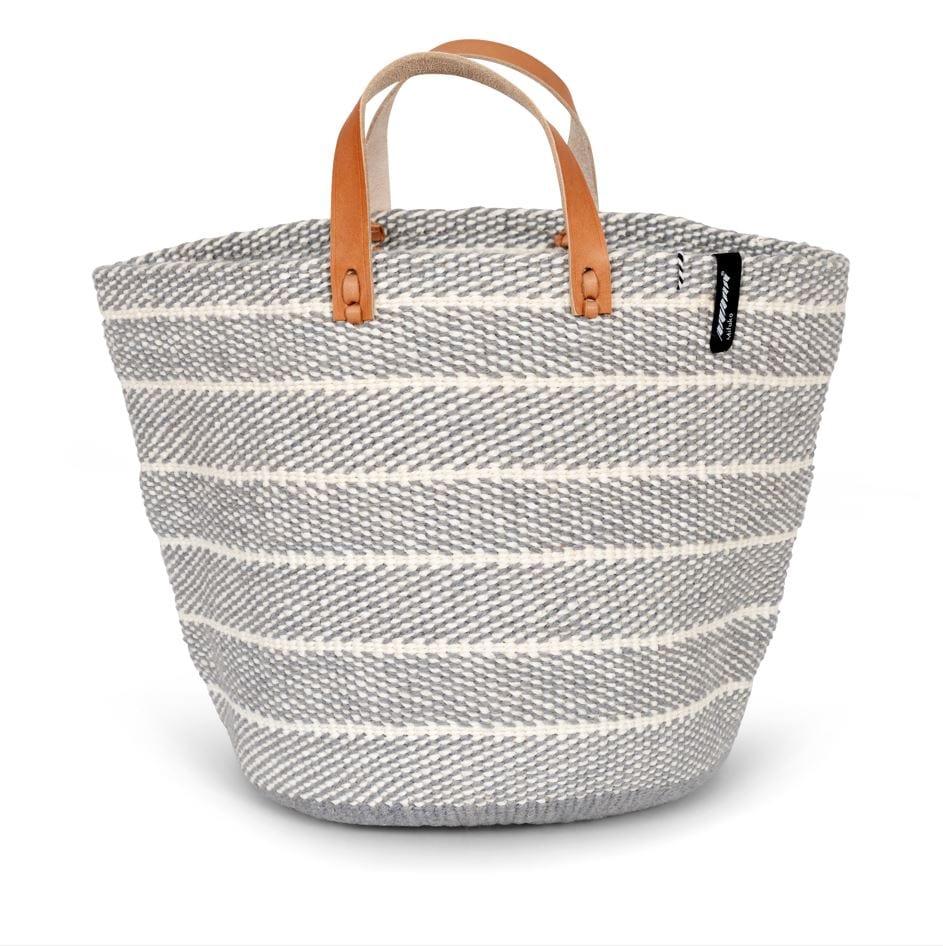 Mifuko Wool and paper Market basket Pamba market basket | Light grey twill weave M