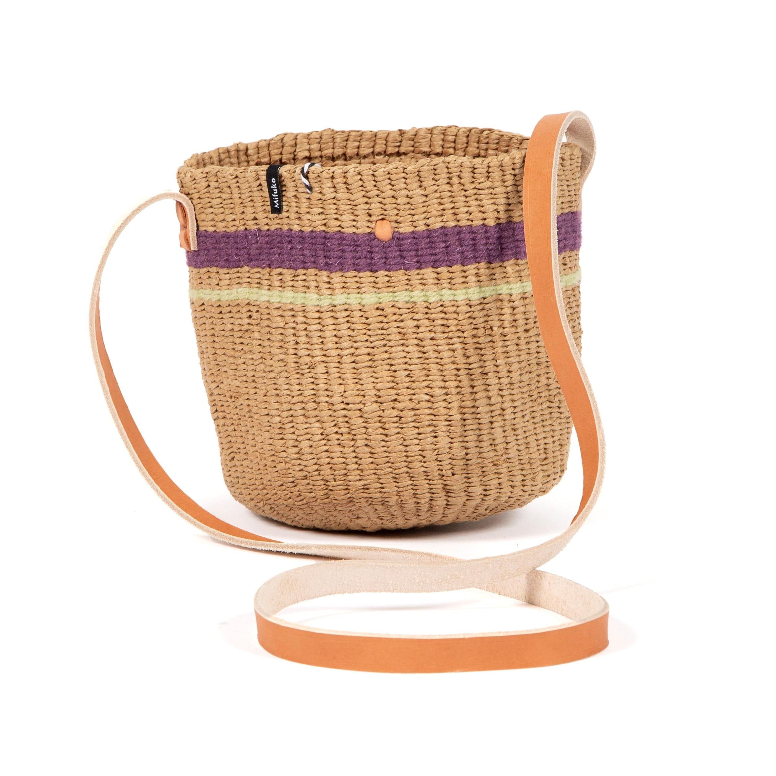 Mifuko Wool and paper Shopper basket Pamba shopper basket | Lilac two stripes XS