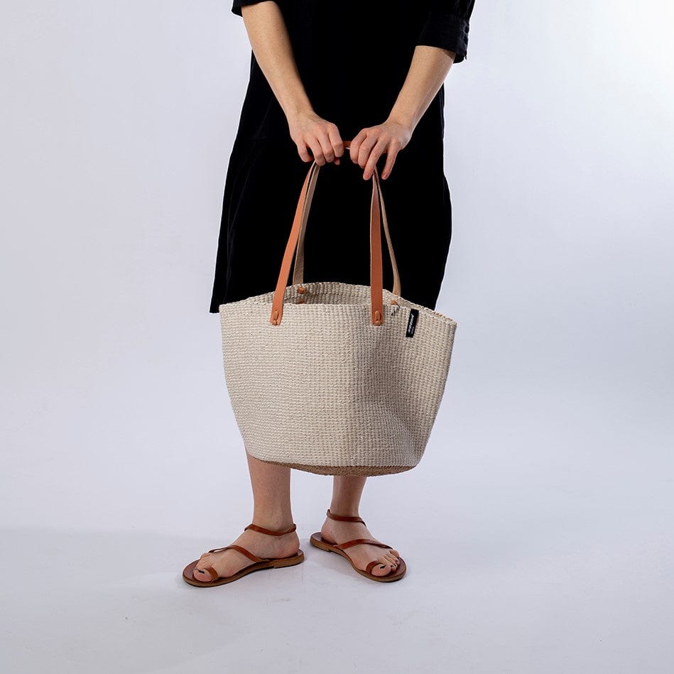 Mifuko Wool and paper Shopper basket M Pamba shopper basket | White plain weave M
