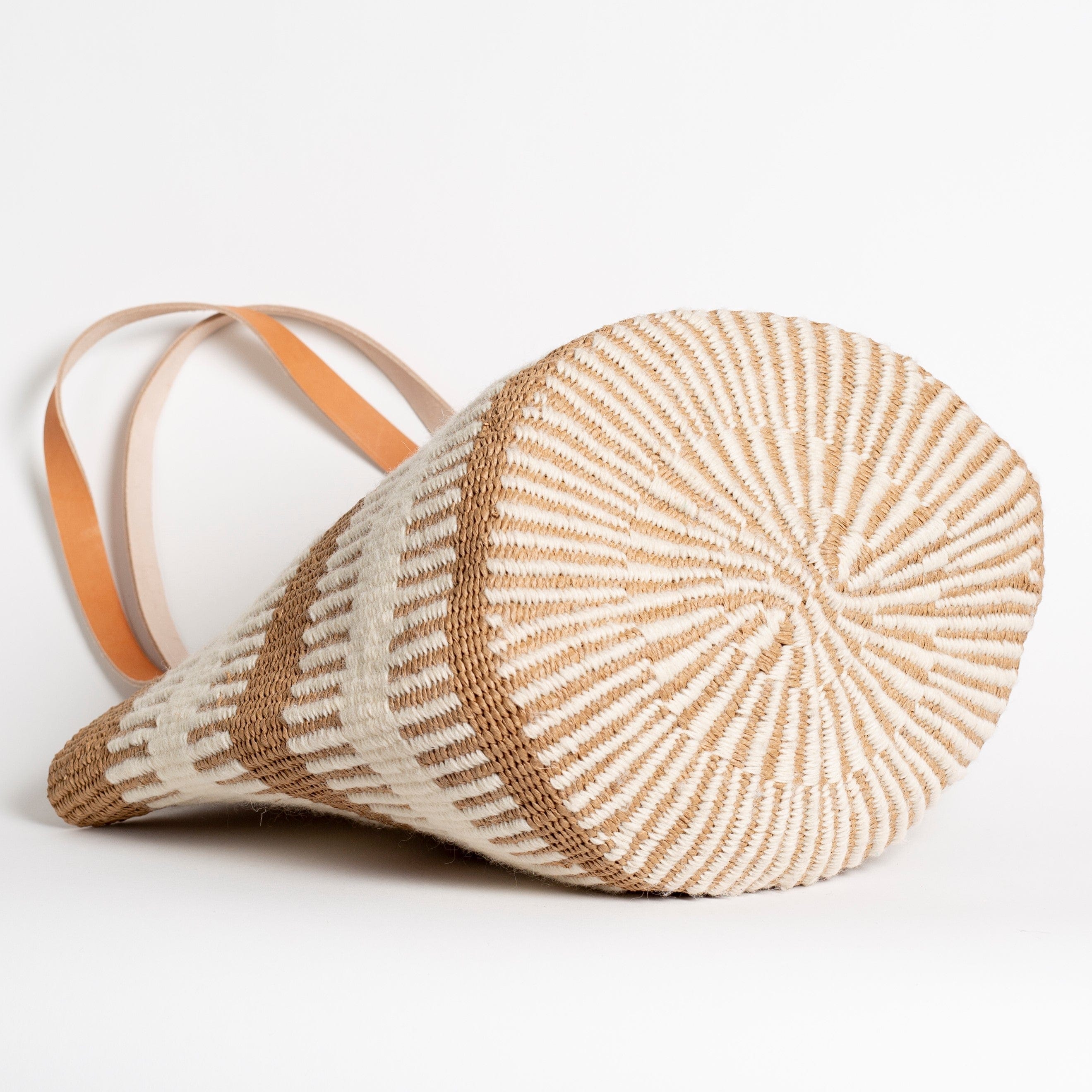 Mifuko Wool and paper Shopper basket Pamba shopper basket | White rib weave M