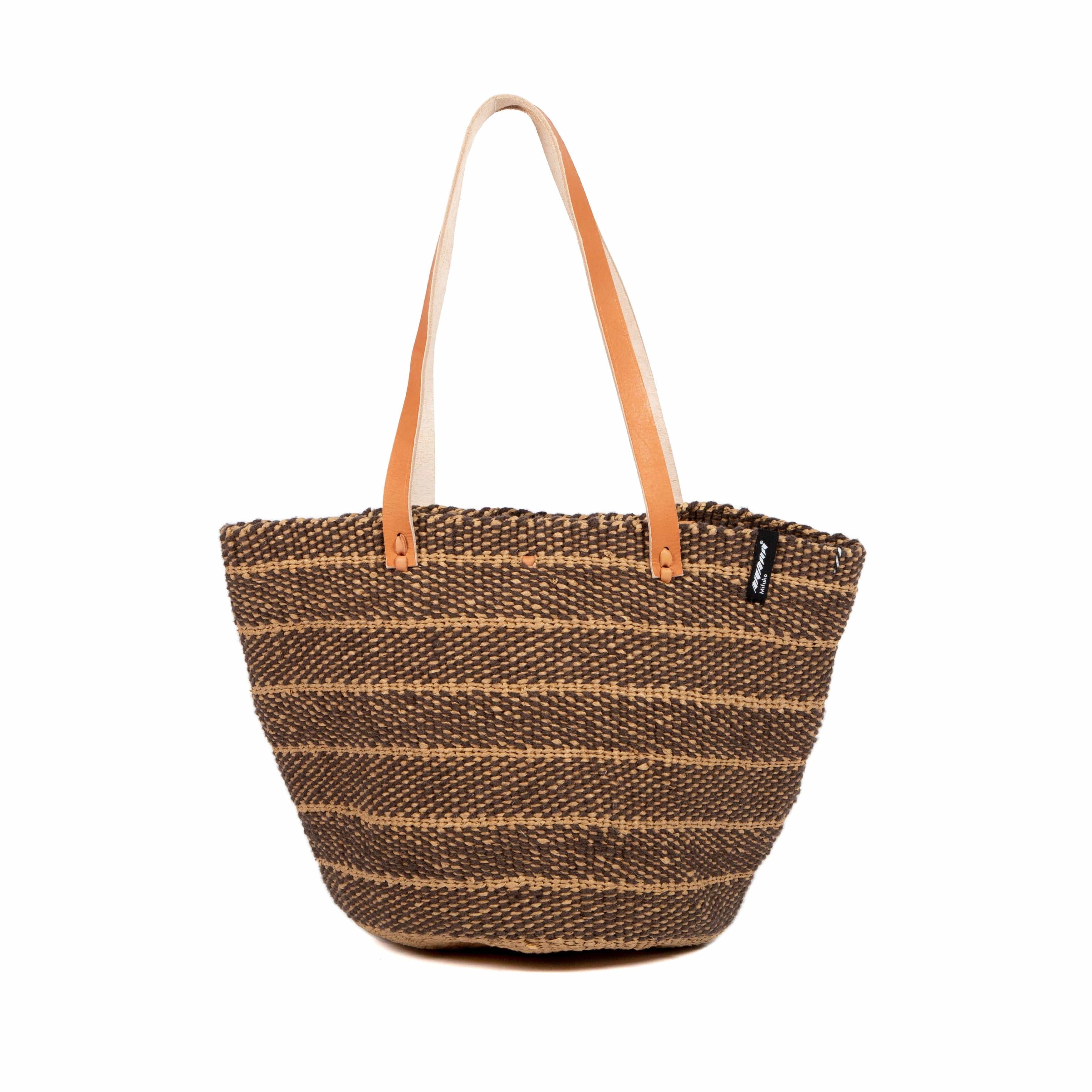 Mifuko Wool and paper Shopper basket Pamba shopper basket | Dark brown twill weave M