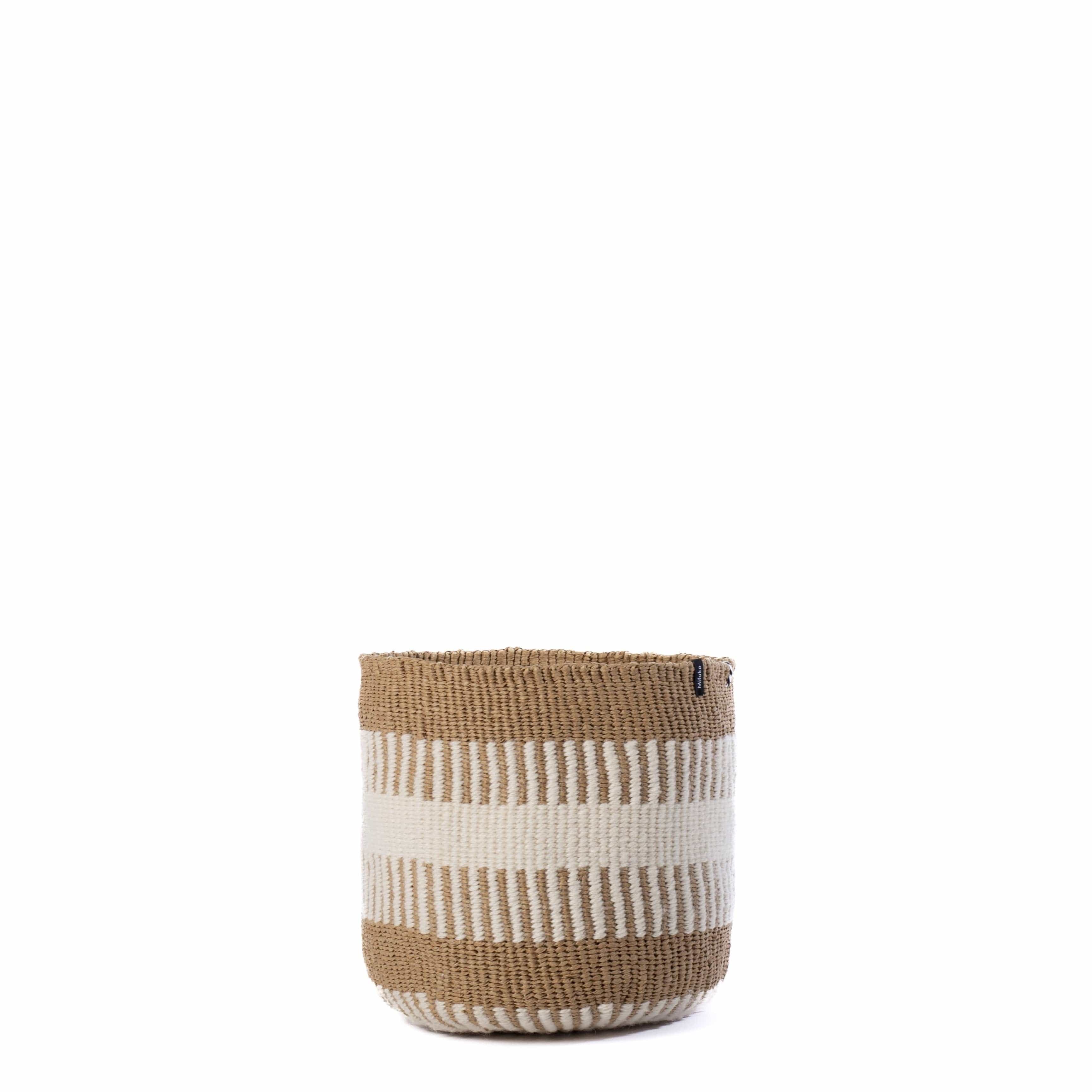 Mifuko Wool and paper Small basket S Pamba basket | White rib weave S