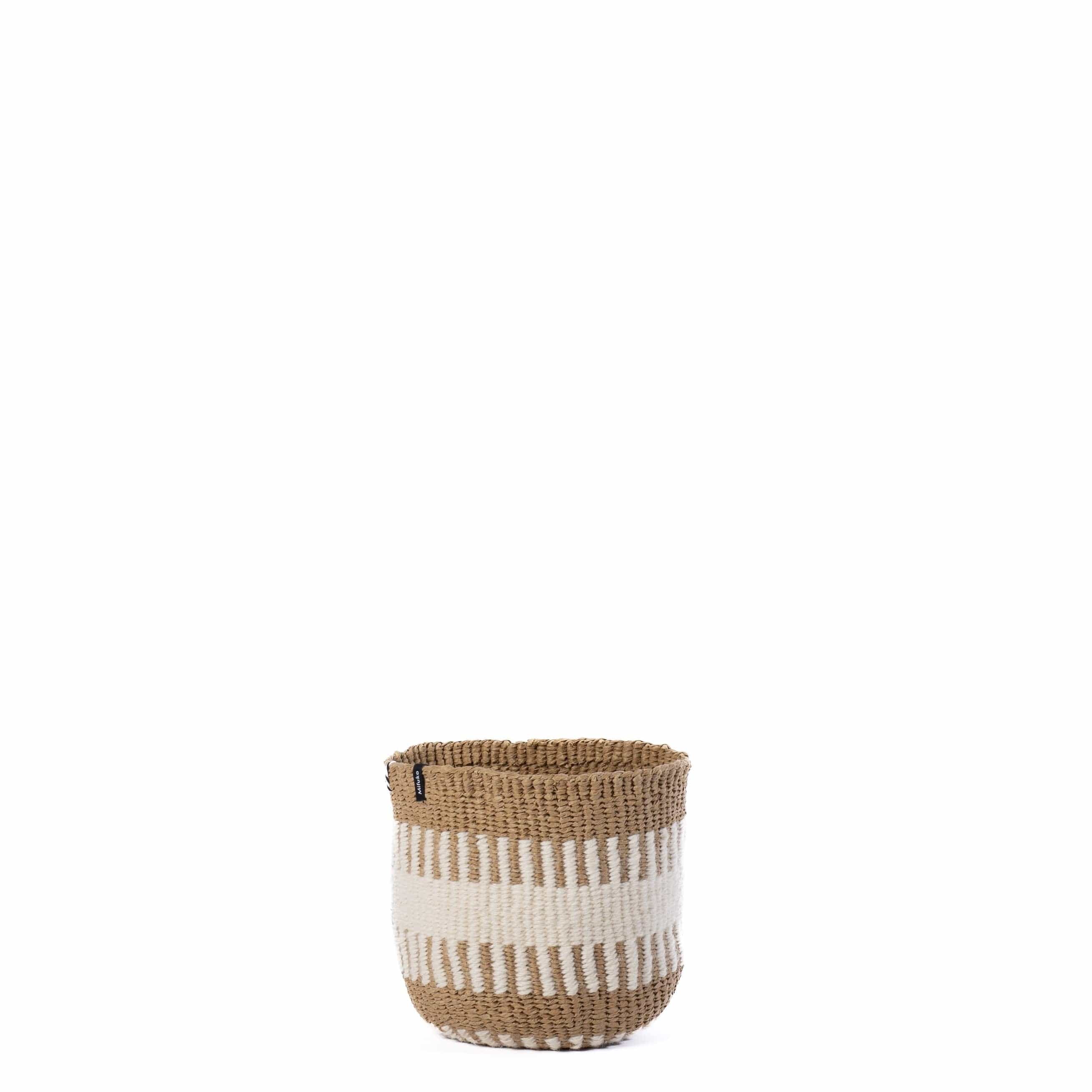 Mifuko Wool and paper Small basket XS Pamba basket | White rib weave XS