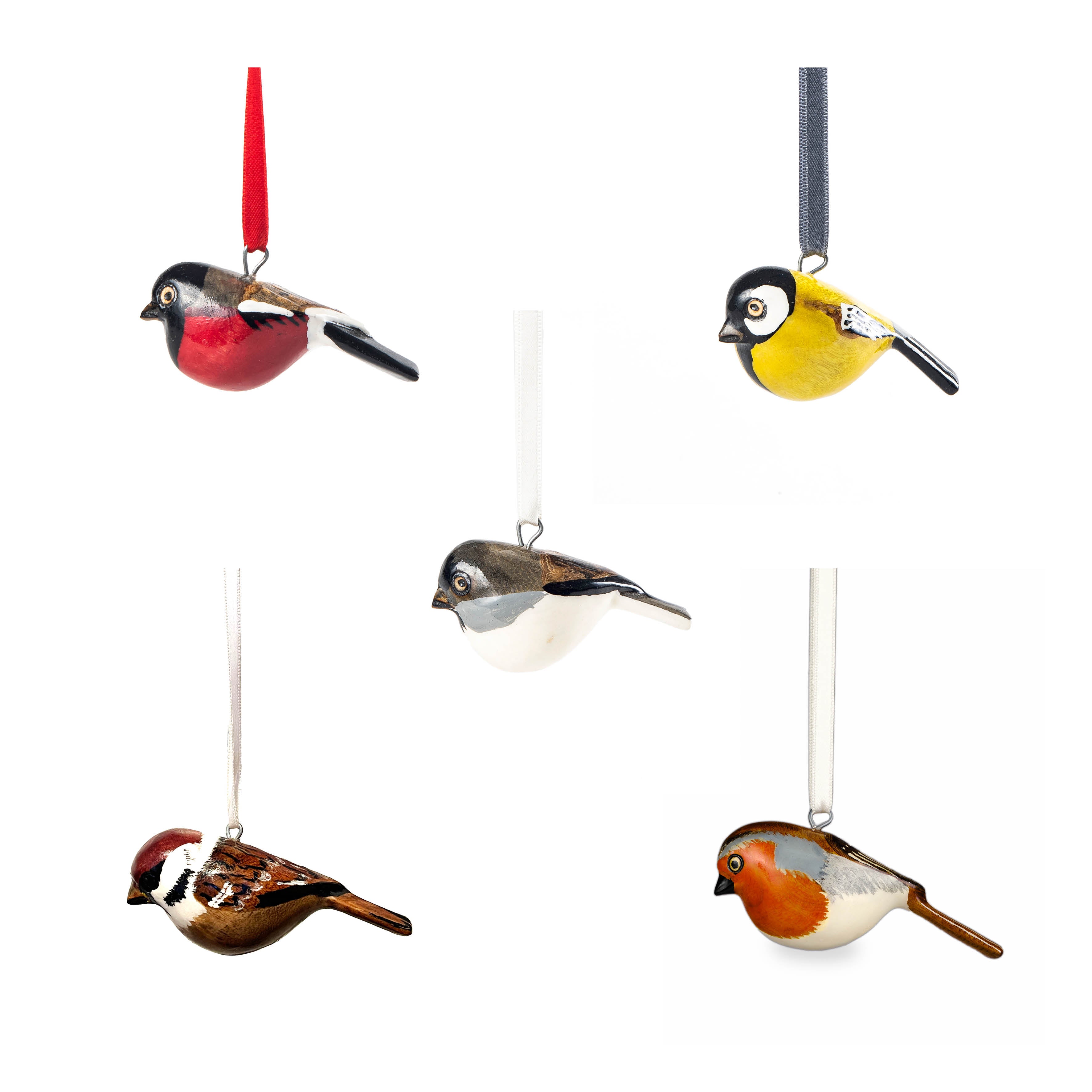 Set of Finnish birds, hand-carved and hand-painted, Fair Trade certified.