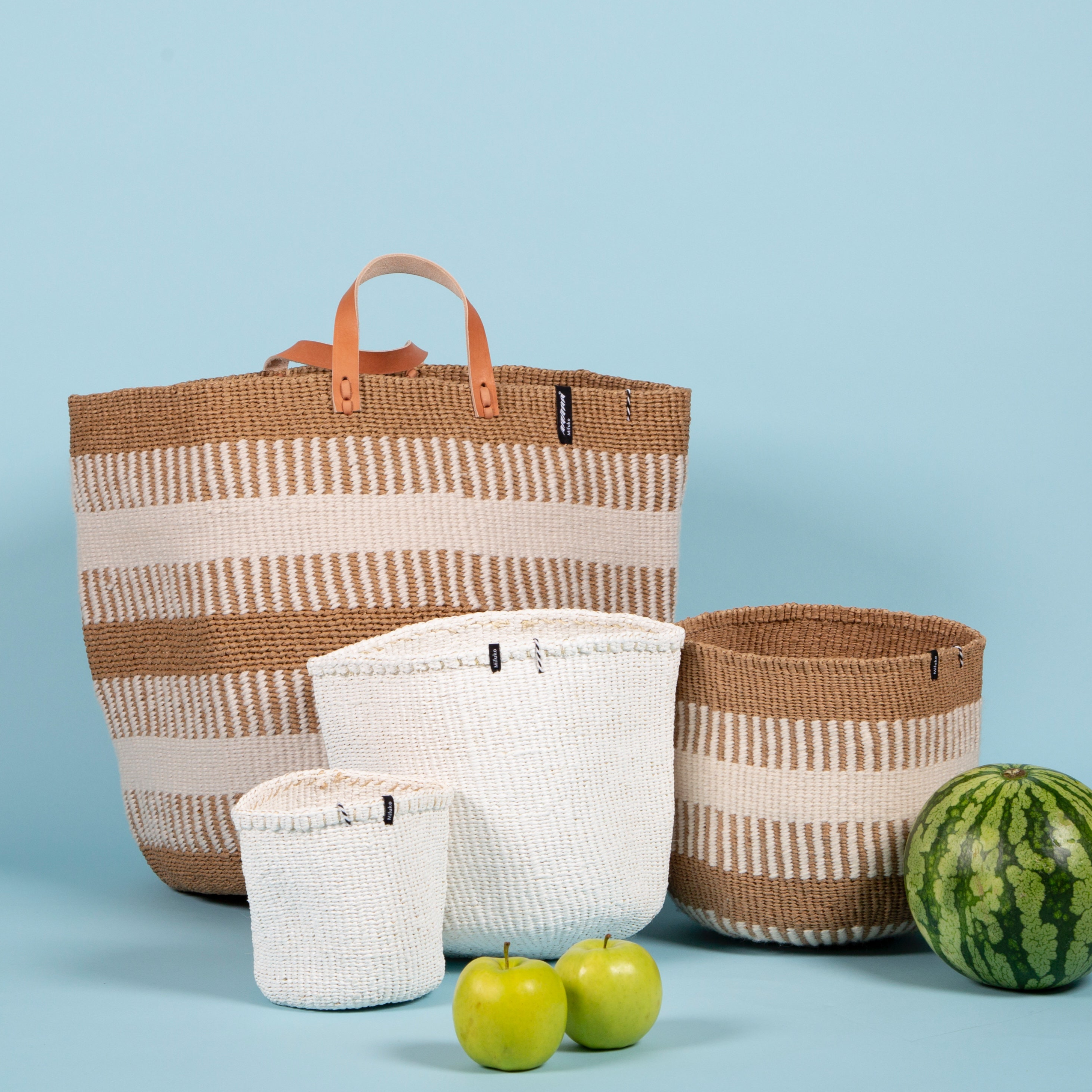 Pamba market basket | White rib weave L