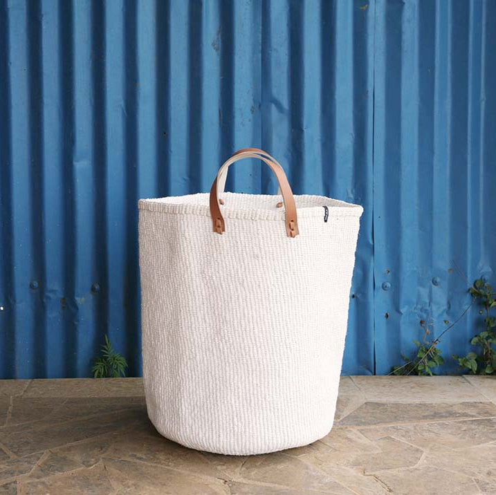 Mifuko Partly recycled plastic and sisal Market basket L Kiondo market basket | White L handmade fair trade