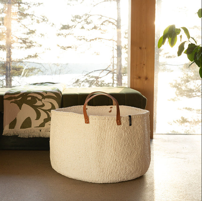 TODAYFUL 新品 Original Basket Handwoven white basket with handles XL