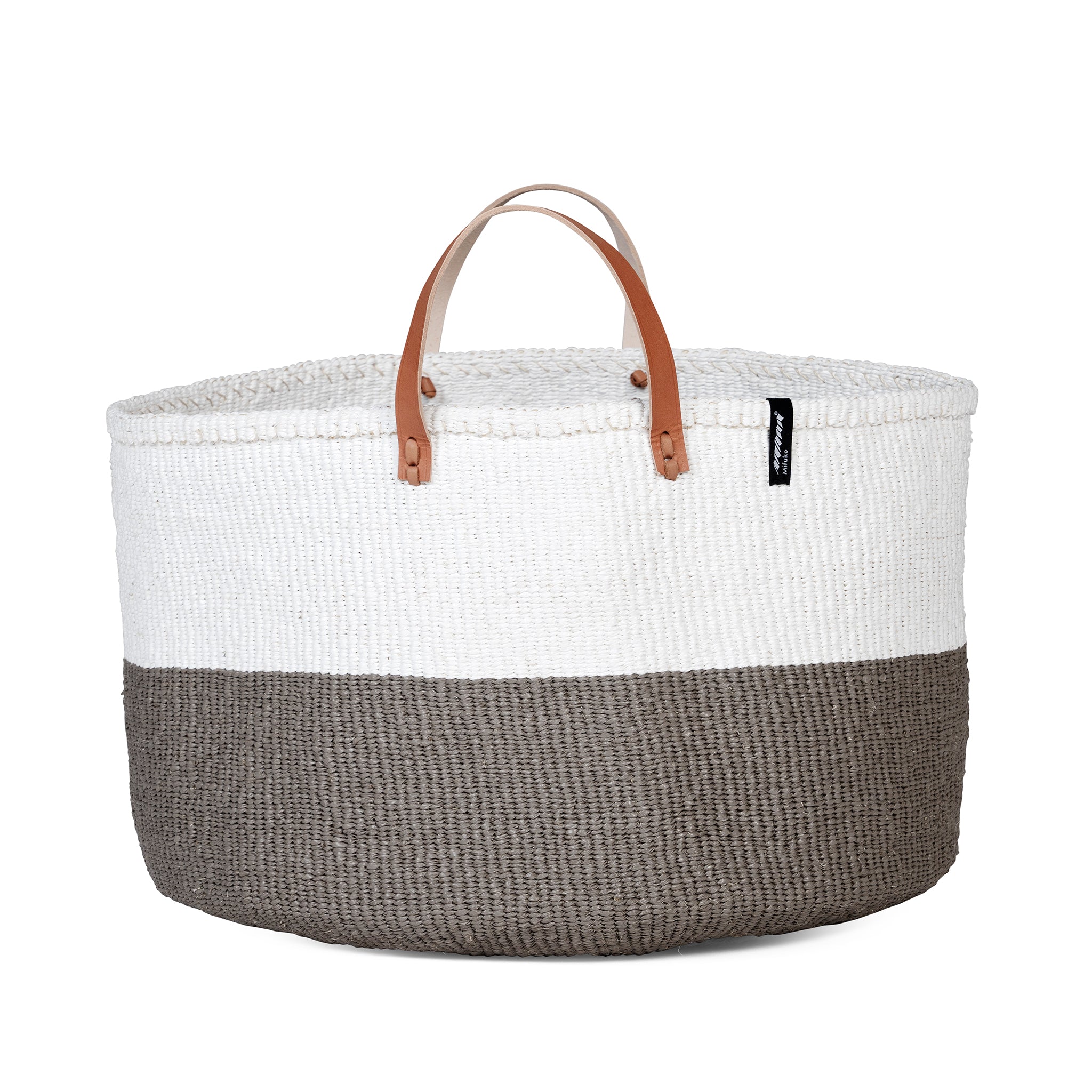 Kiondo floor basket |  Warm grey Duo with handles XXL