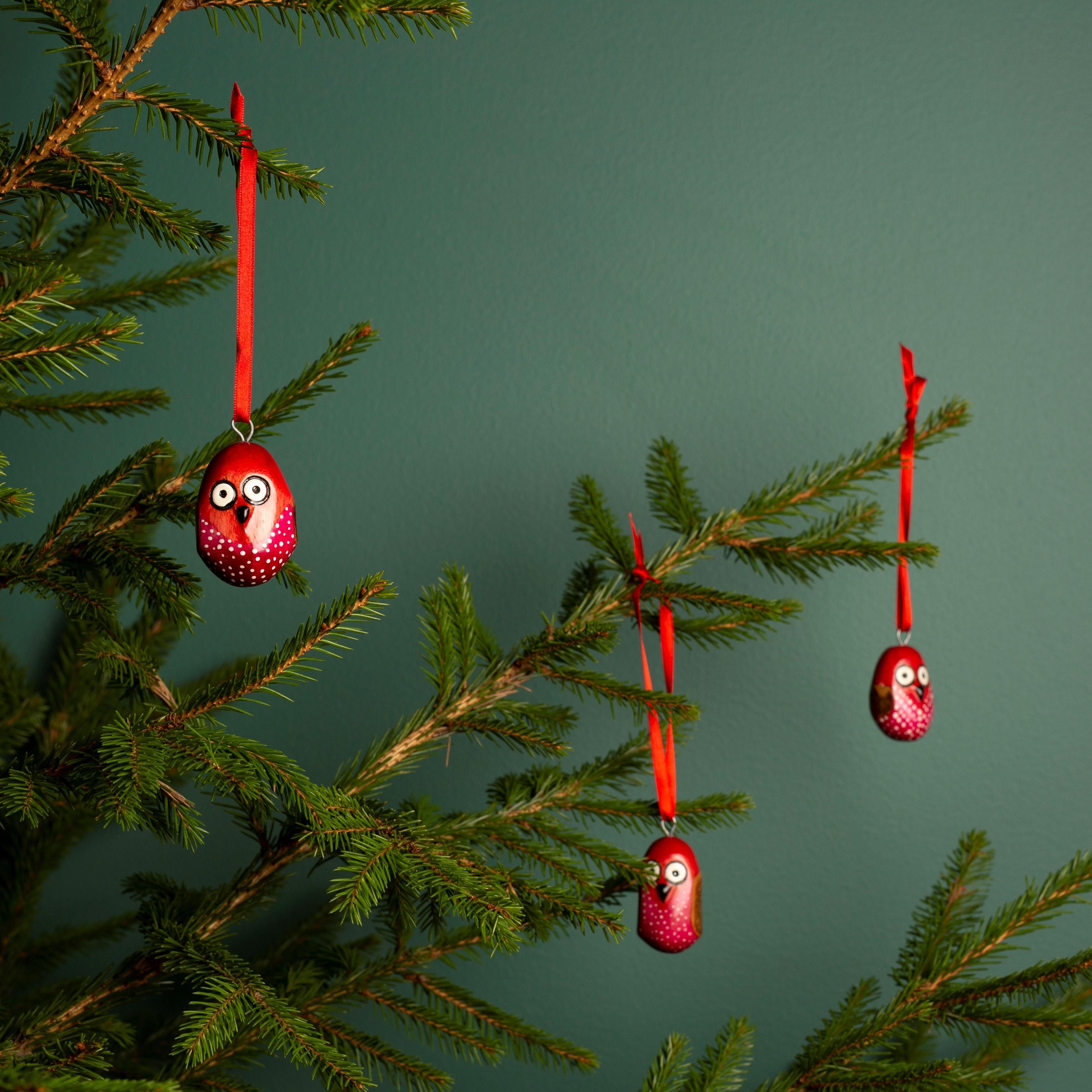 Wooden ornament | Red owl